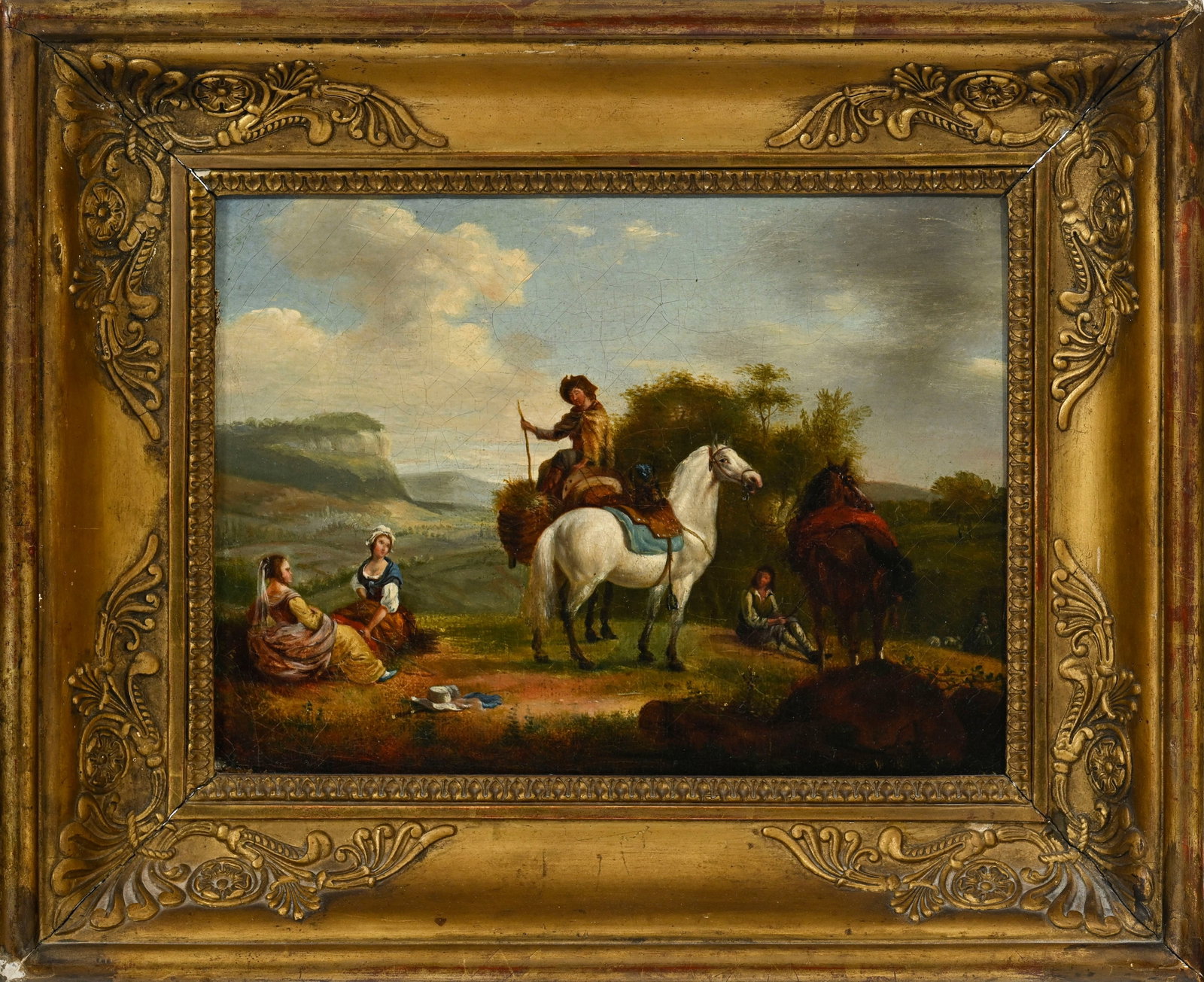 Philips Wouwerman (1619-1668), suiveur de, Paysans à cheval, XIXe, huile sur toile, 16,5x22 cm  - 2
