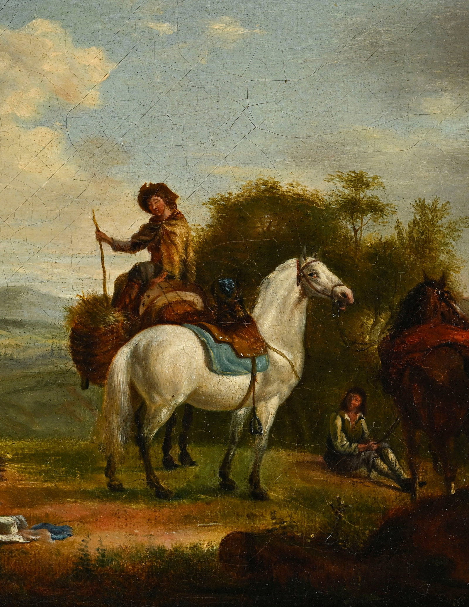 Philips Wouwerman (1619-1668), suiveur de, Paysans à cheval, XIXe, huile sur toile, 16,5x22 cm  - 4