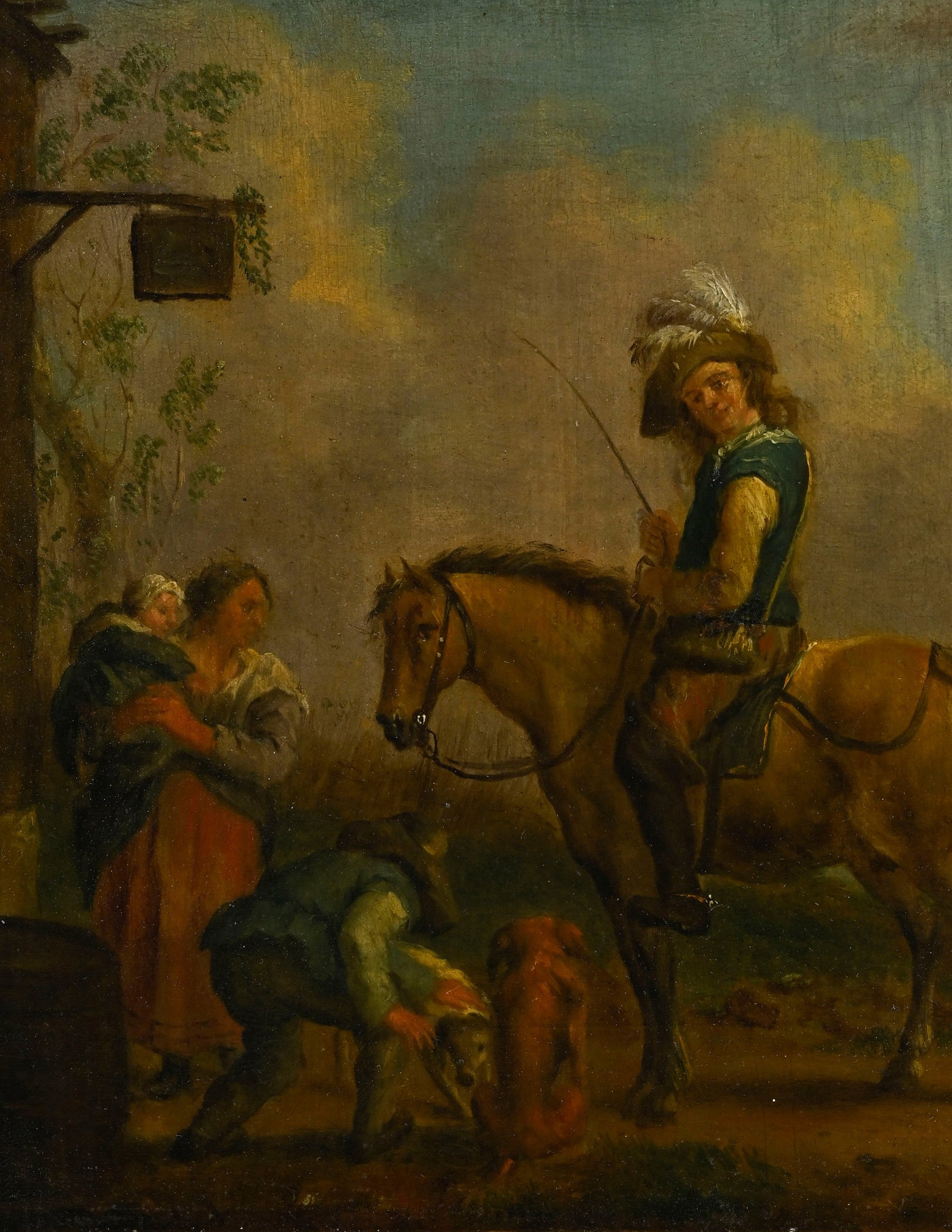 Philips Wouwerman (1619-1668), suiveur de, Cavalier dans un village, huile sur panneau, 19x24 cm Pr - 3