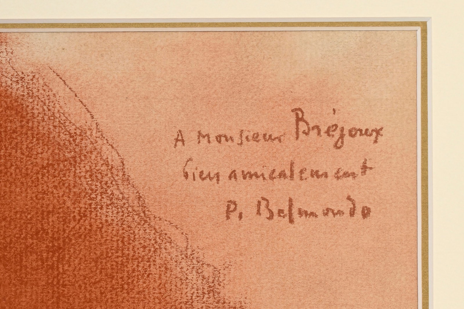 Paul Belmondo (1898-1982), Portrait de femme, sanguine sur papier, signée et dédicacé - 4
