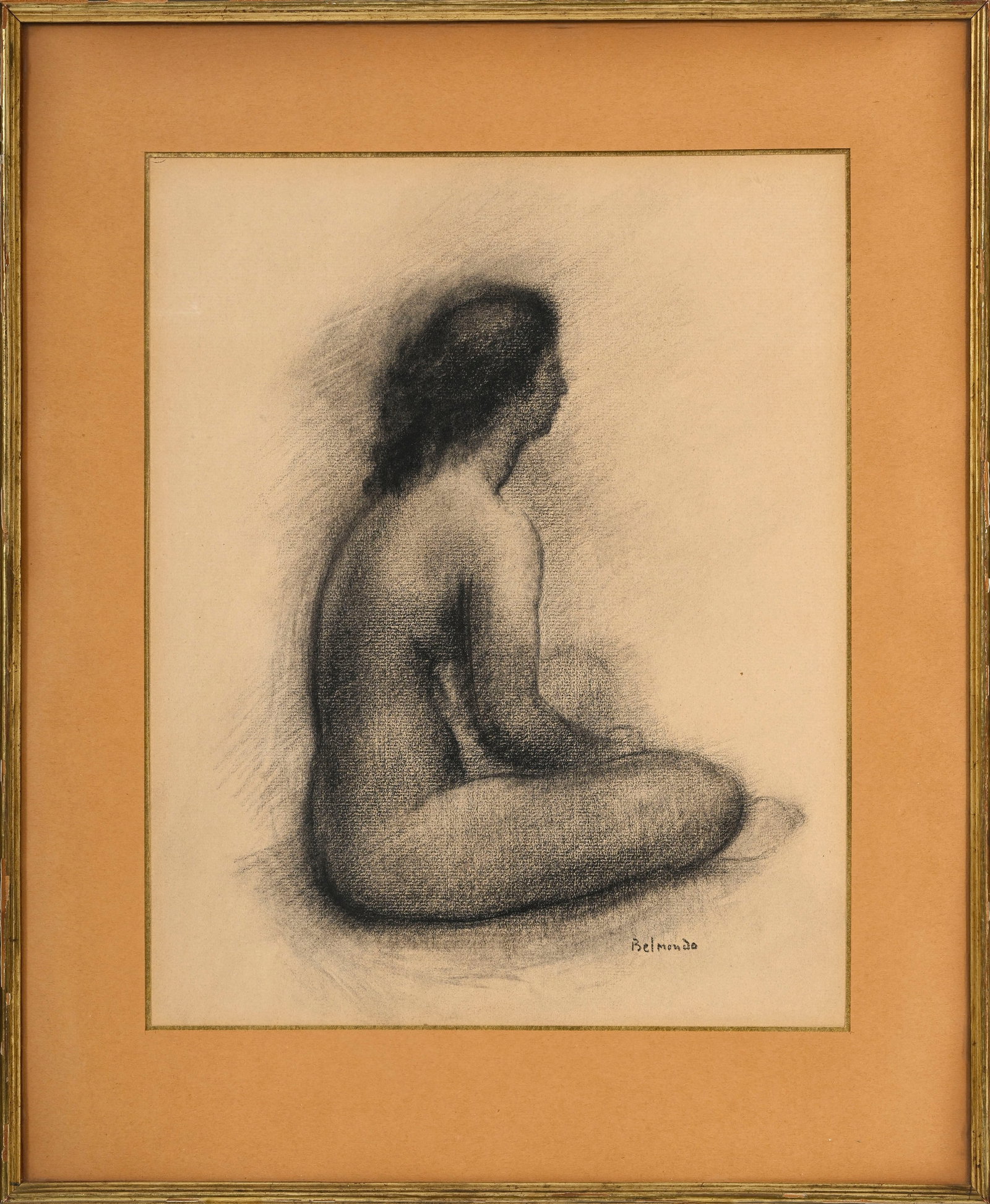 Paul Belmondo (1898-1982), Nu de profil, fusain sur papier, signé, 37x29,5 cm - 2