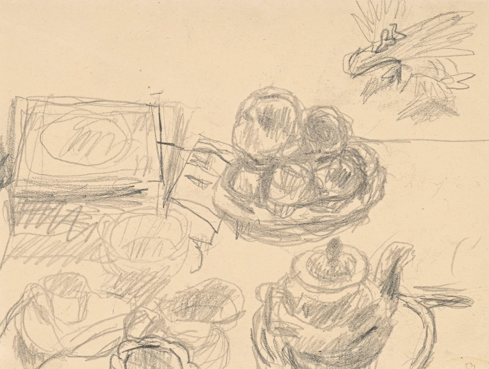 Pierre Bonnard (1867-1947), attribué à, "Nature morte", 1930, crayon de graphite sur papie: Pierre Bonnard (1867-1947), attribué à, "Nature morte", 1930, crayon de graphite sur papier, tampon du monogramme, 12x16 cm (à vue) Provenance: Galerie Arta, Genève, 1981
