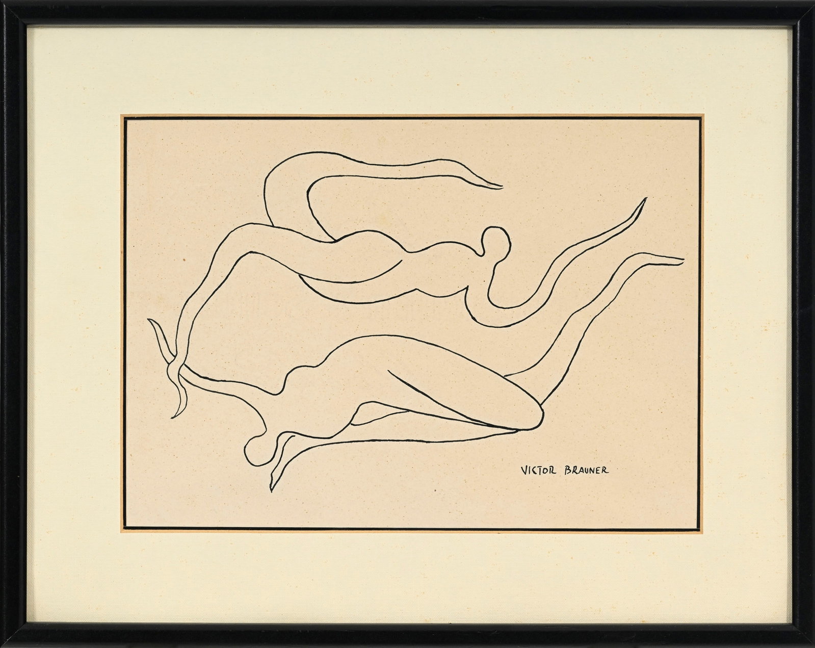 Victor Brauner (1903-1966), Silhouettes, encre sur papier, signée, 19,5x27,5 cm - 2