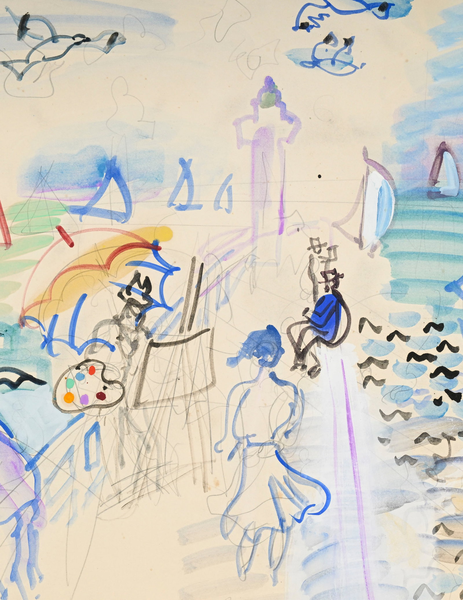 Raoul Dufy (1877-1953), "Les jetées de Trouville-Deauville", aquarelle, gouache et crayon de gr - 3