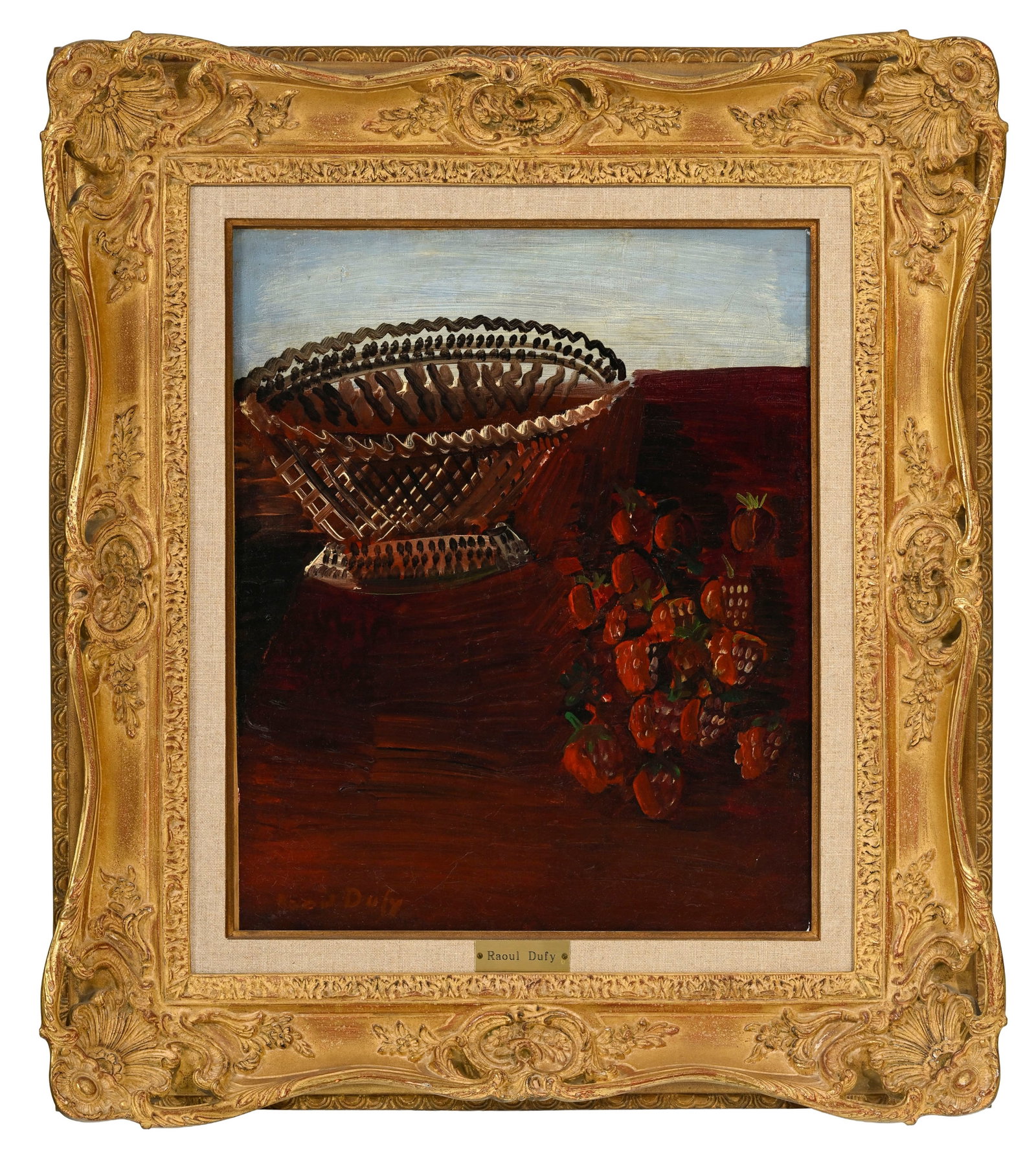 Raoul Dufy (1877-1953), Nature morte aux fraises, vers 1924-1926, huile sur toile, signée, 46,5 - 2
