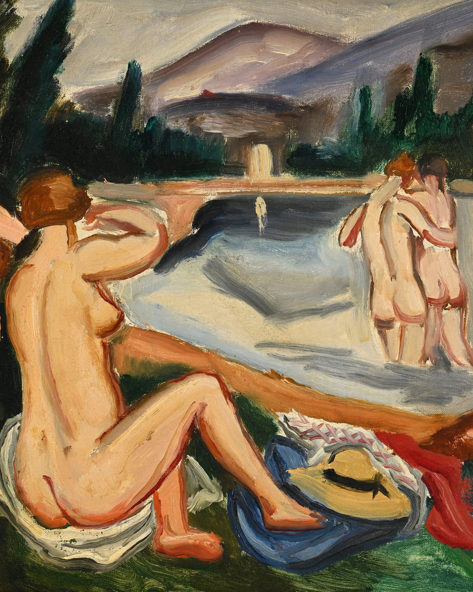 André Favory (1888-1937), "Baigneuses", huile sur toile, signée, 33,5x55,5 cm Provena - 3