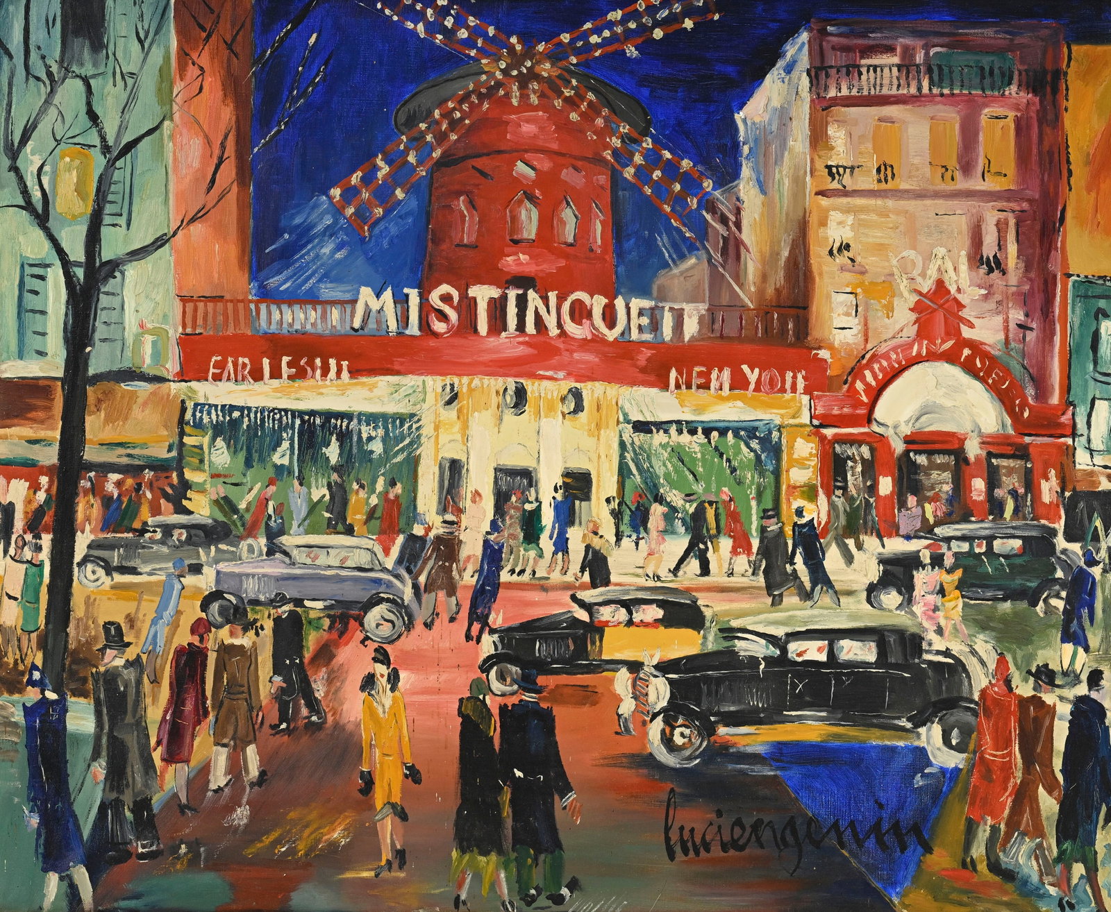 Lucien Genin (1894-1953), "Le Moulin Rouge", huile sur toile, signée, 60x73 cm Provenance: : Lucien Genin (1894-1953), "Le Moulin Rouge", huile sur toile, signée, 60x73 cm Provenance: Briest, Paris, le 16.04.1992, lot 30