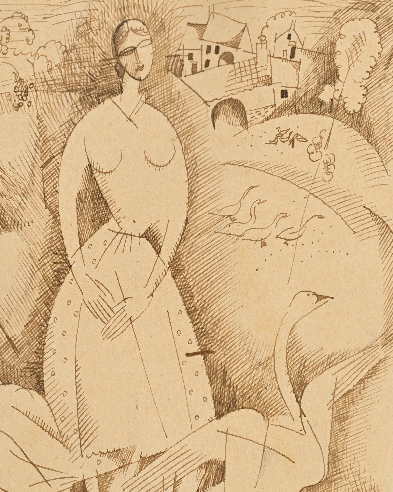 Jean Émile Laboureur (1877-1943), "La fille aux oies", encre sur papier, signée et monogra - 3