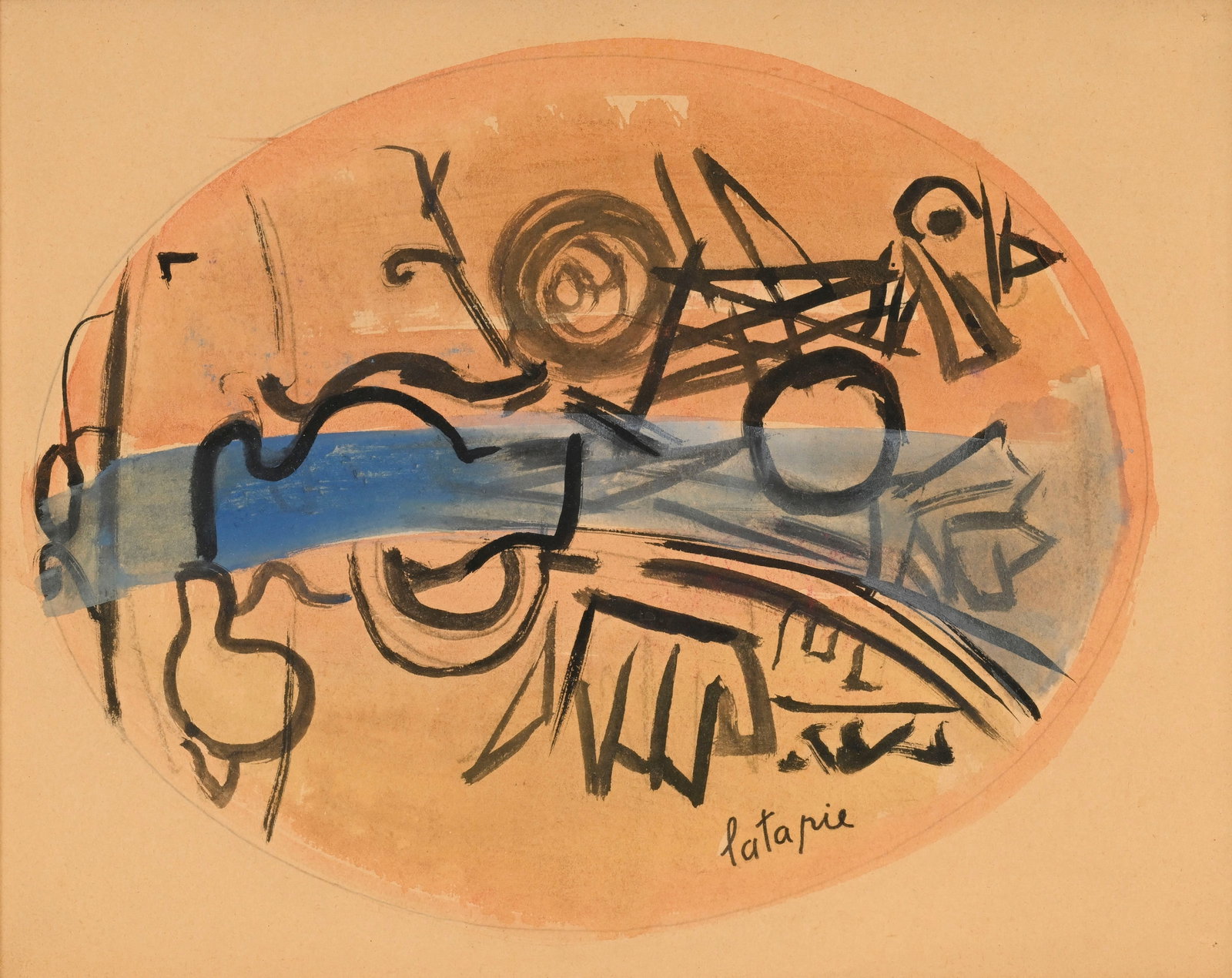Louis Latapie (1891-1972), Composition, encre et aquarelle sur papier, signée, 25x32 cm (à: Louis Latapie (1891-1972), Composition, encre et aquarelle sur papier, signée, 25x32 cm (à vue)