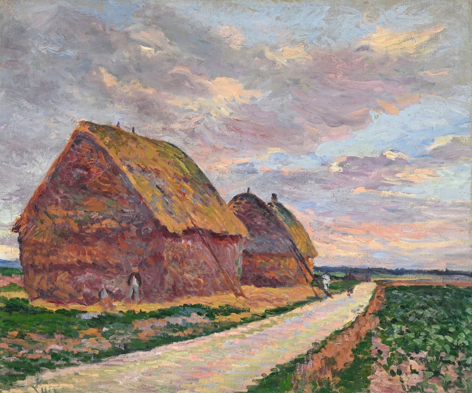 Maximilien Luce (1858-1941), "Les Meules, Ile-de-France", huile sur toile, signée, 46x55 cm Pr: Maximilien Luce (1858-1941), "Les Meules, Ile-de-France", huile sur toile, signée, 46x55 cm Provenance: Galerie Motte, Genève, 08-09.11.1969, lot 458; Collection privée, Suisse; Vente