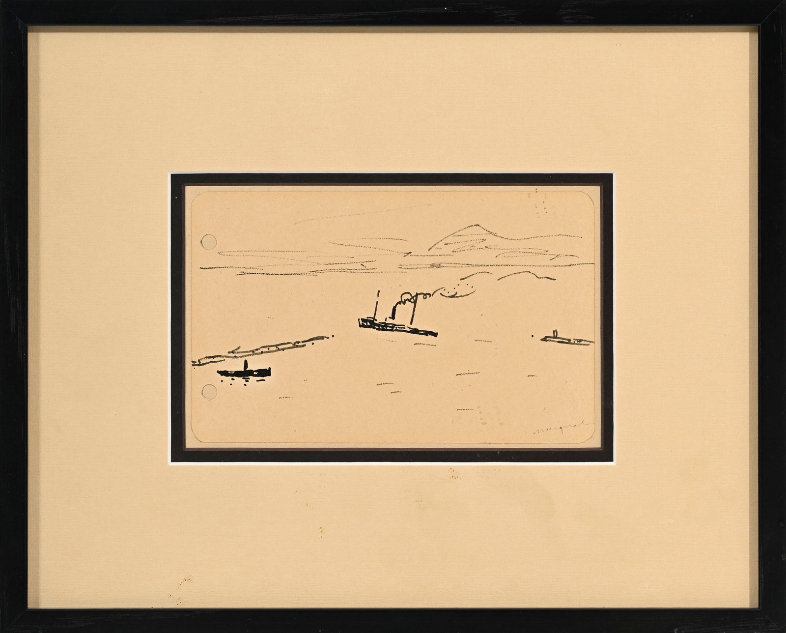 Albert Marquet (1875-1947), Bateaux dans la rade, feutre sur papier, signé, 9x14,5 cm Prov - 2