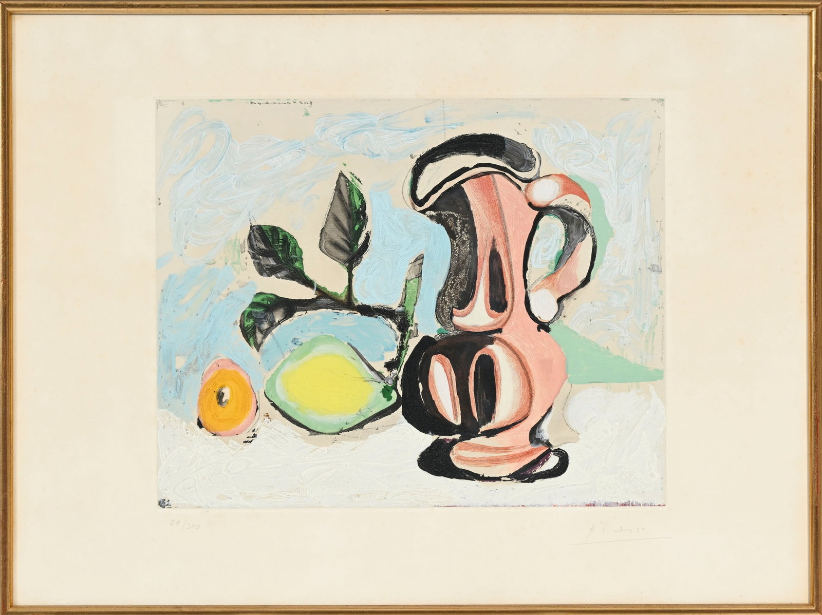 Pablo Picasso (1881-1973), d'après, "Nature morte au citron et pichet rouge", gravure en couleu - 2