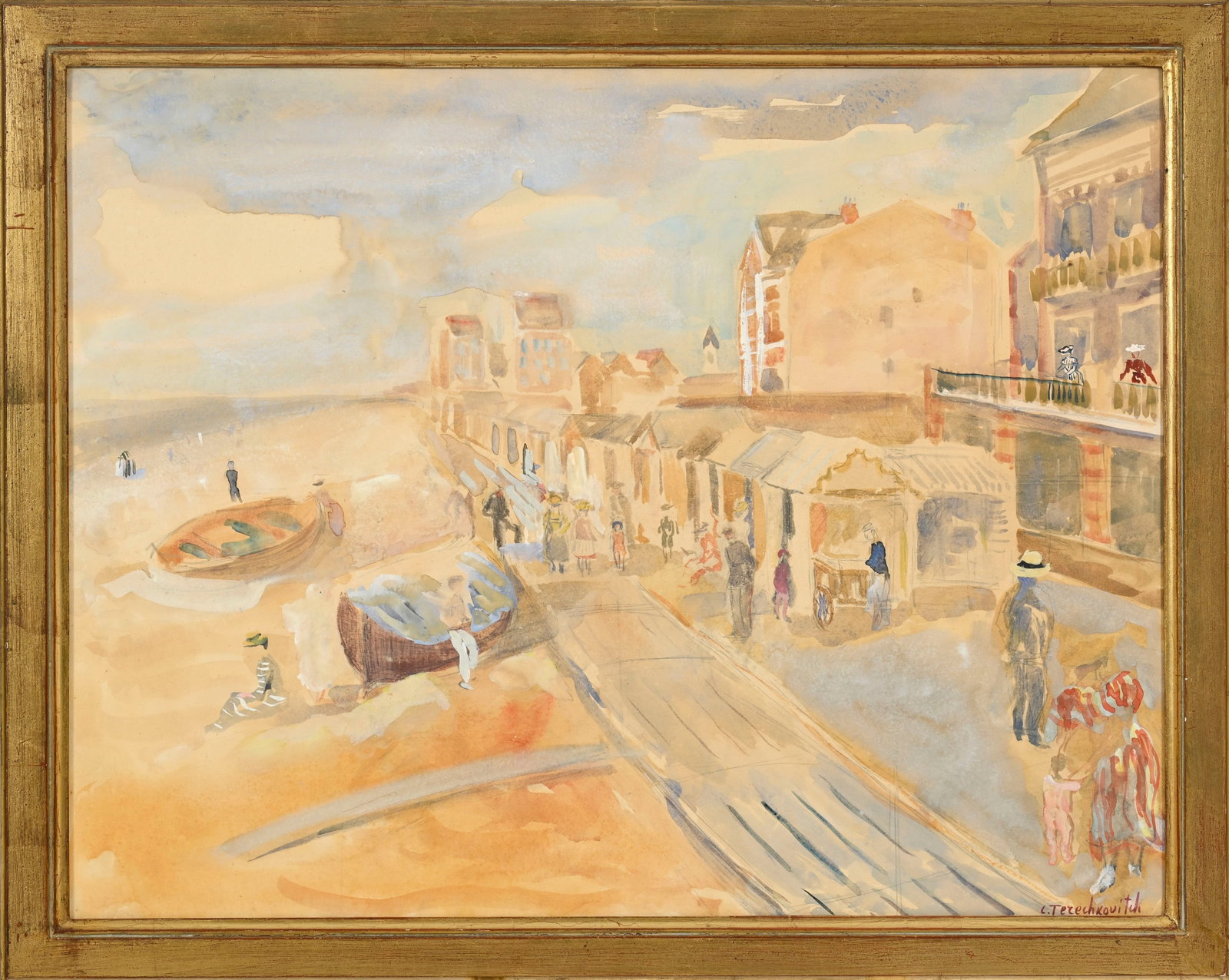 Constantin Andréevitch Terechkovitch (1902-1978), "Plage d'Etretat", aquarelle et rehauts de go - 2