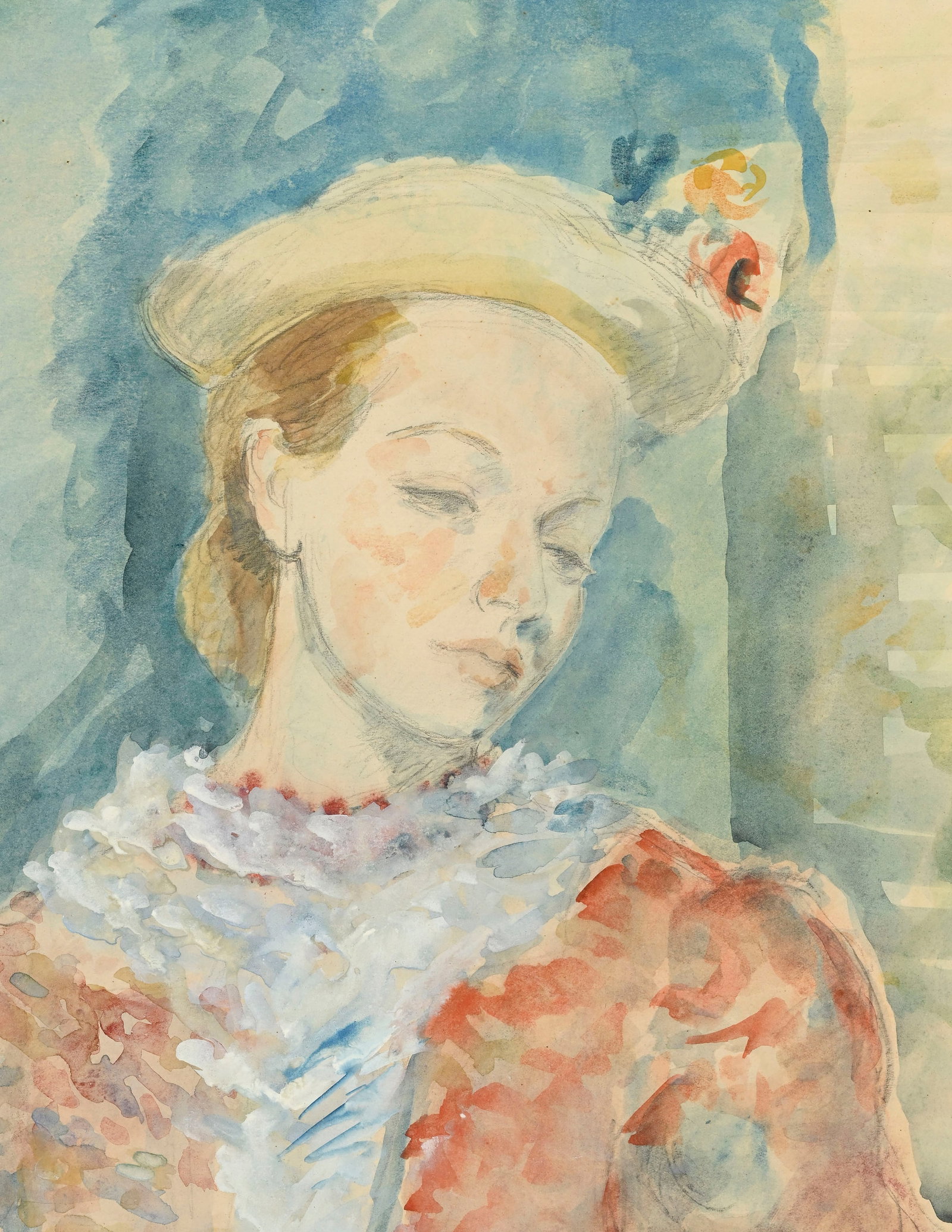 Constantin Andréevitch Terechkovitch (1902-1978), Femme à la mandoline, aquarelle, gouache - 3