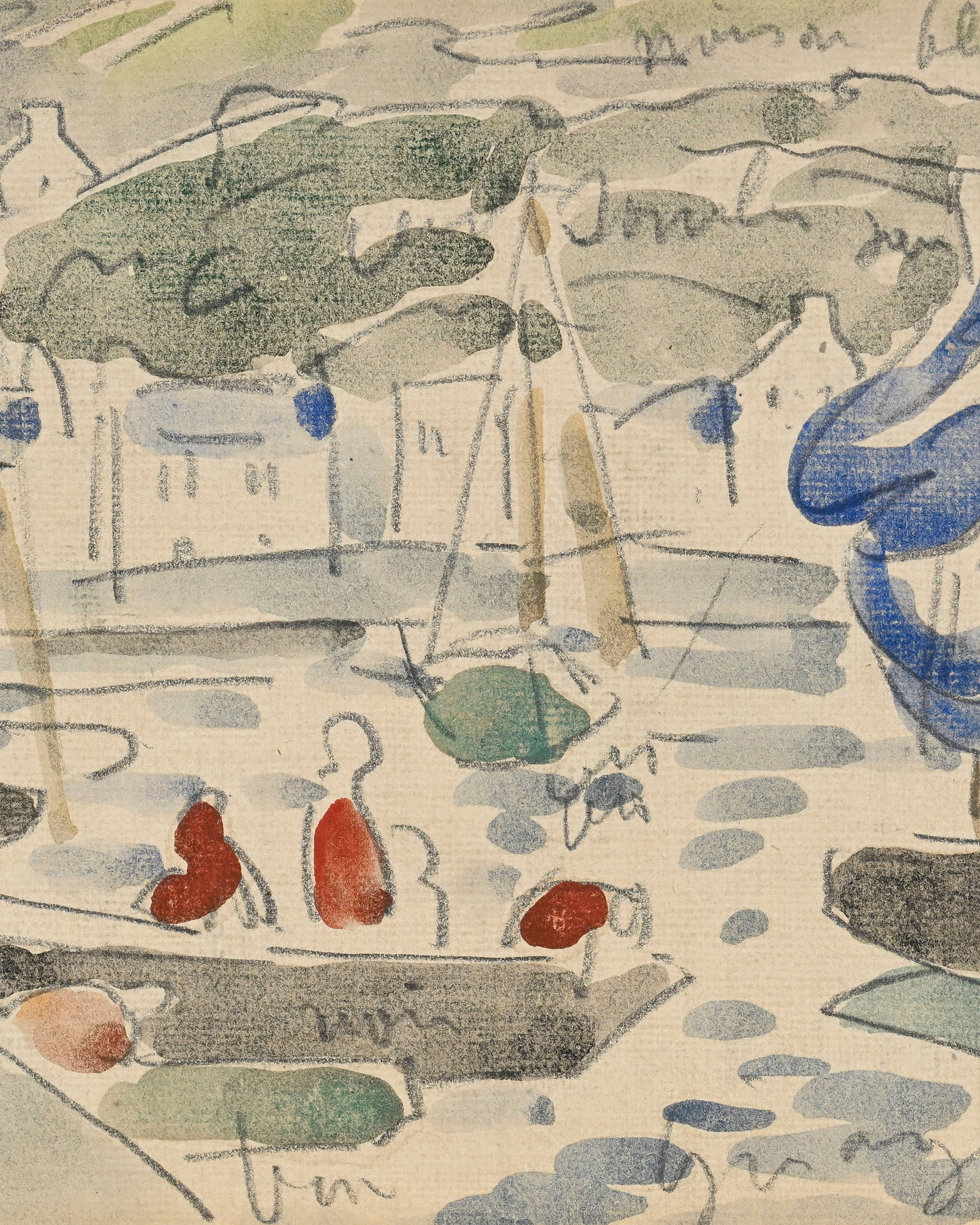 Louis Valtat (1869-1952), Voiliers au port, c. 1930, aquarelle et crayon de graphite sur papier, mon - 3