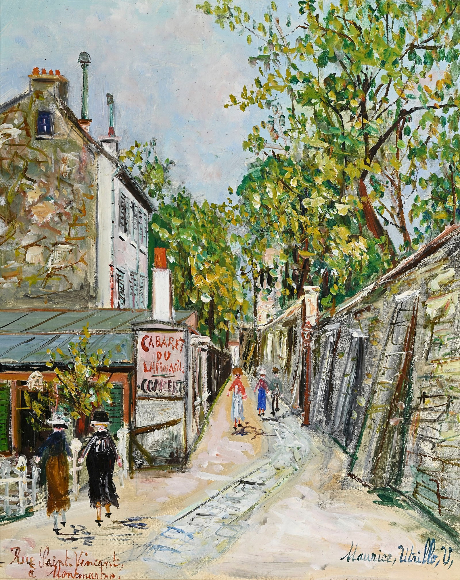 Maurice Utrillo (1883-1955), "Lapin Agile, rue Saint-Vincent à Montmartre", vers 1925, huile su: Maurice Utrillo (1883-1955), "Lapin Agile, rue Saint-Vincent à Montmartre", vers 1925, huile sur toile, signée et située, 41x33 cm Nous remercions le Comité Utrillo d'avoir