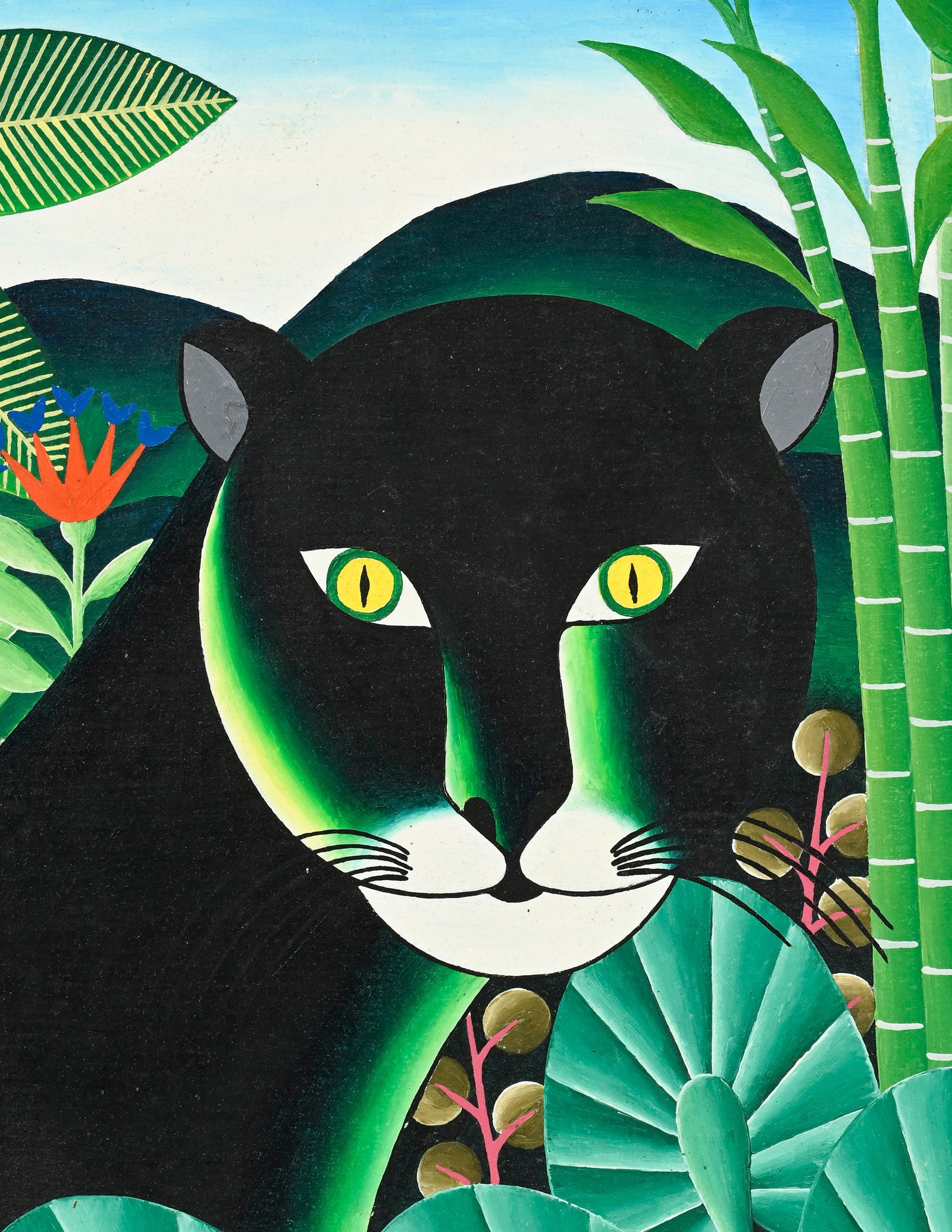 Gabriel Alix (1930-1998), Deux panthères noires, acrylique sur toile, signée, 51x61,5 cm - 3