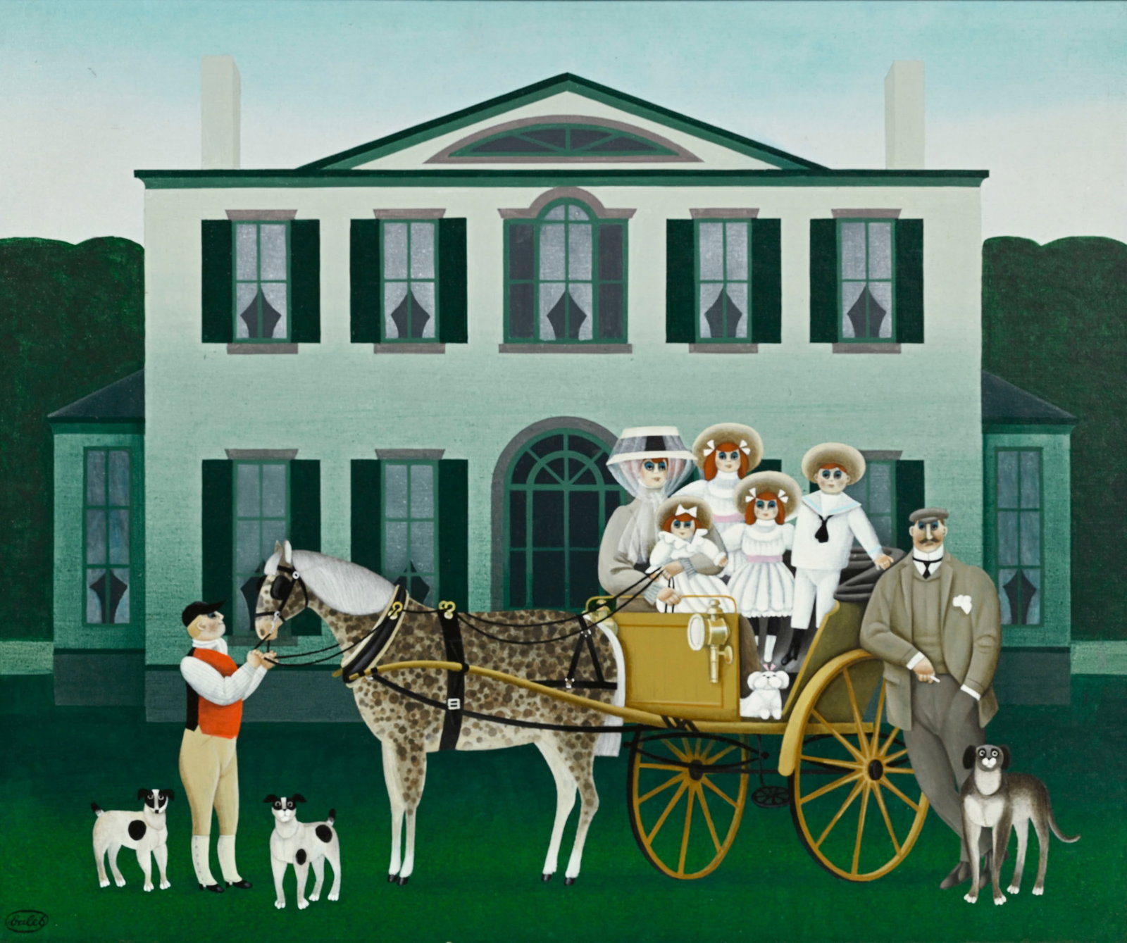 Jan Balet (1913-2009), "Le manoir", acrylique sur toile, signée, contresignée et titré: Jan Balet (1913-2009), "Le manoir", acrylique sur toile, signée, contresignée et titrée au verso, 49x59 cm