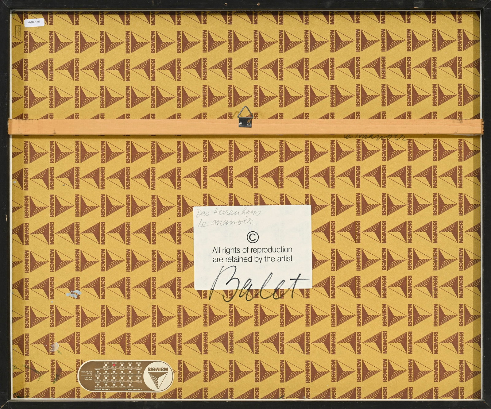 Jan Balet (1913-2009), "Le manoir", acrylique sur toile, signée, contresignée et titré - 5