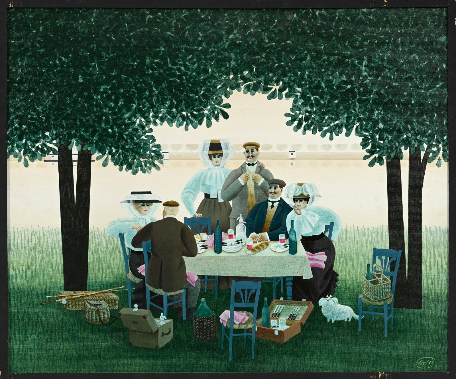 Jan Balet (1913-2009), "Déjeuner sur l'herbe", acrylique sur toile, signée, contresign - 2