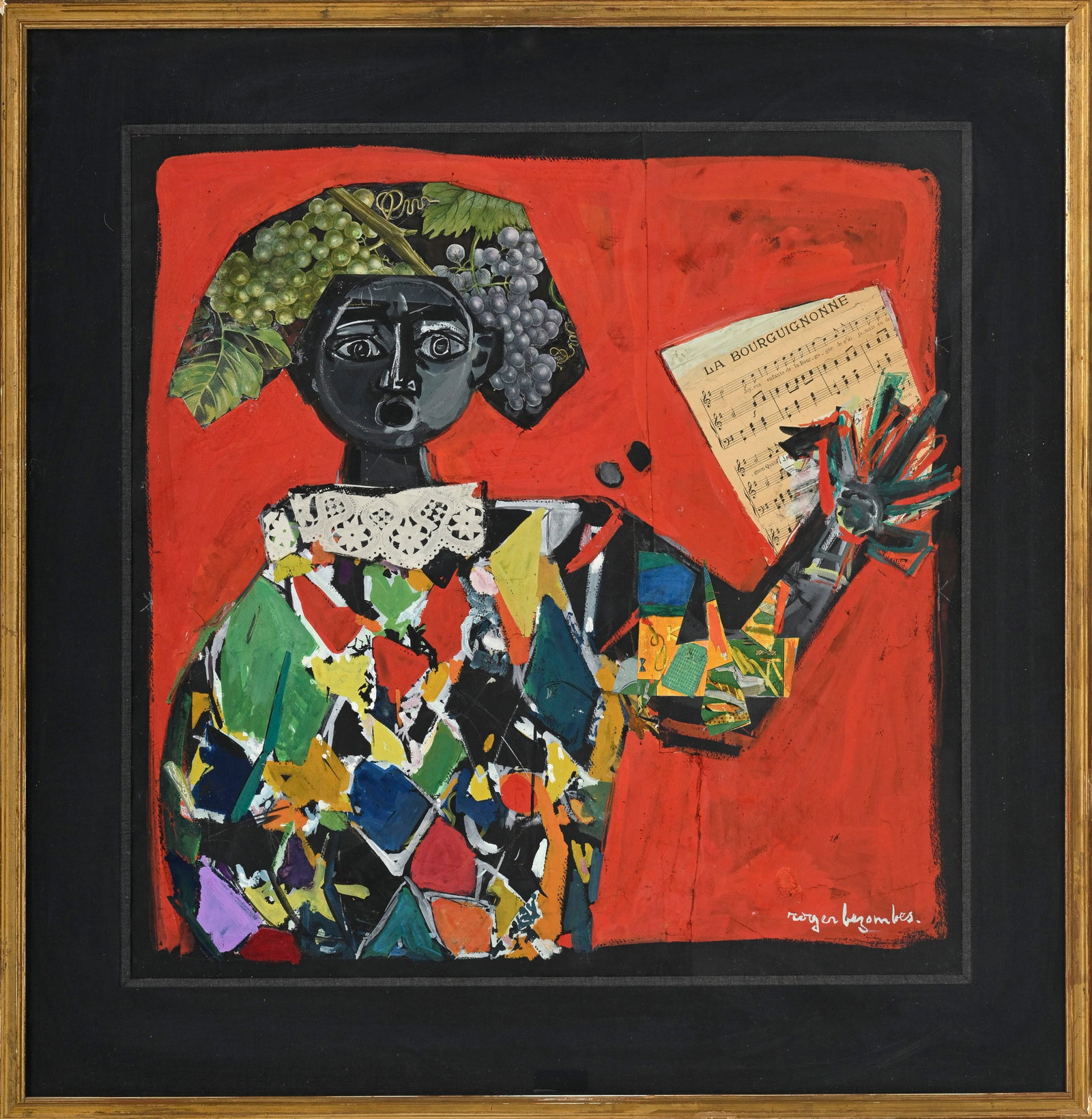 Roger Bezombes (1913-1994), "L'arlequin", technique mixte et collage sur papier, signée, contre - 2