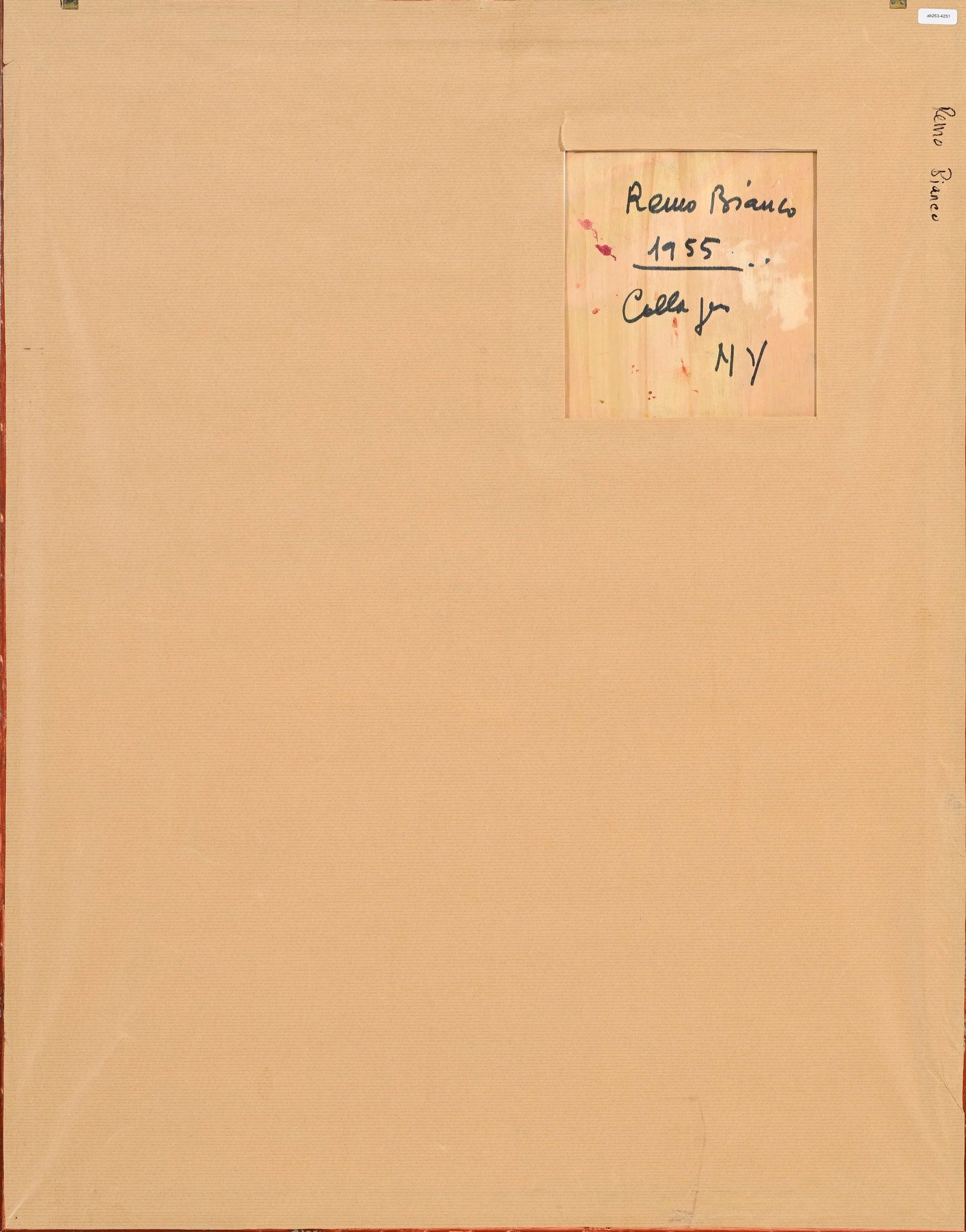 Remo Bianco (1922-1988), Composition, 1955, collage sur panneau, signé et daté au verso, 6 - 4