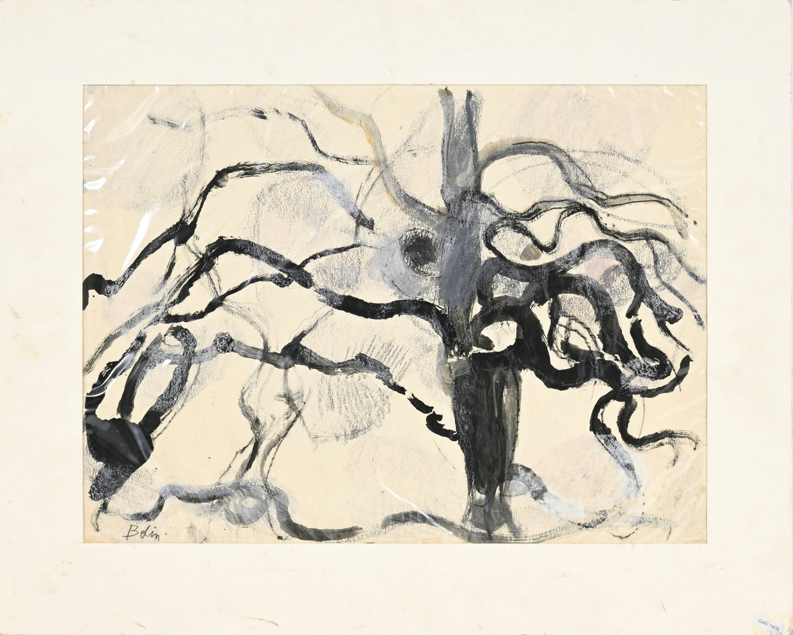 Gustav Bolin (1920-1999), Composition, encre, gouache et pastel sur papier, signé, 37x50,5 cm ( - 2