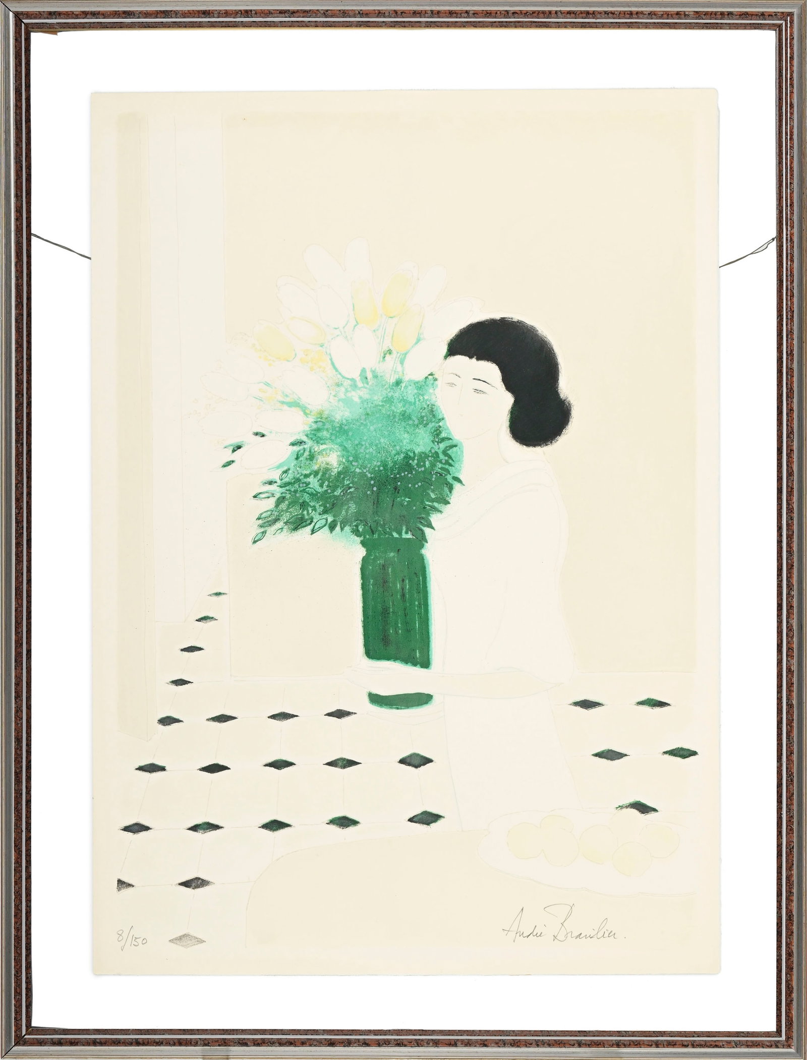 André Brasilier (1929), d'après, Jeune femme au bouquet de fleurs et Jeune femme sur un ba - 5