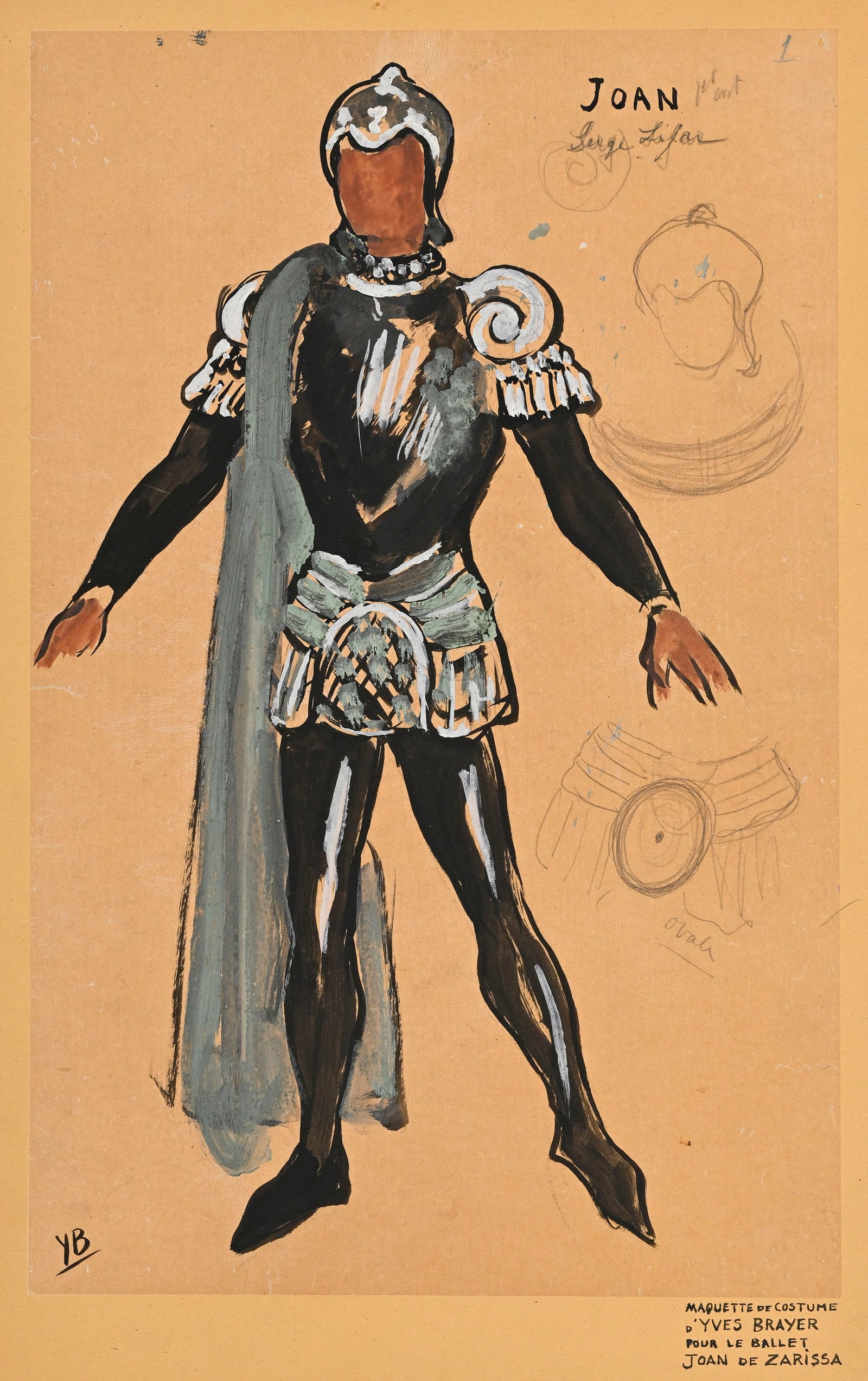Yves Brayer (1907-1990), Maquettes de costumes pour le ballet Joan Zarissa, 5 gouaches sur papier ca - 4