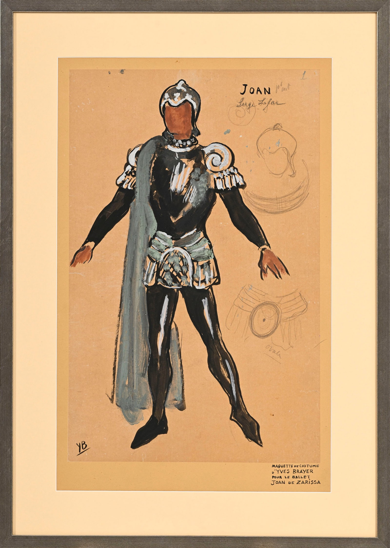 Yves Brayer (1907-1990), Maquettes de costumes pour le ballet Joan Zarissa, 5 gouaches sur papier ca - 9