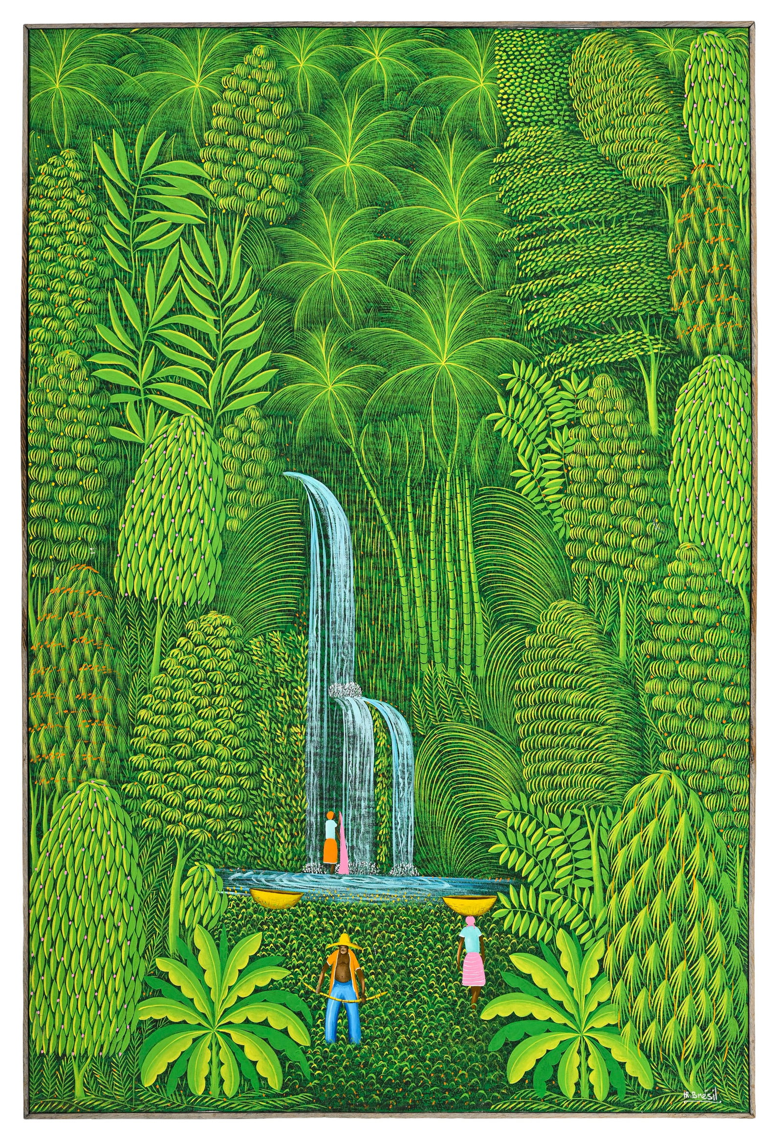 Henri Robert Brésil (1952-1999), Paysage tropical animé, huile sur toile, signée, 179 - 2