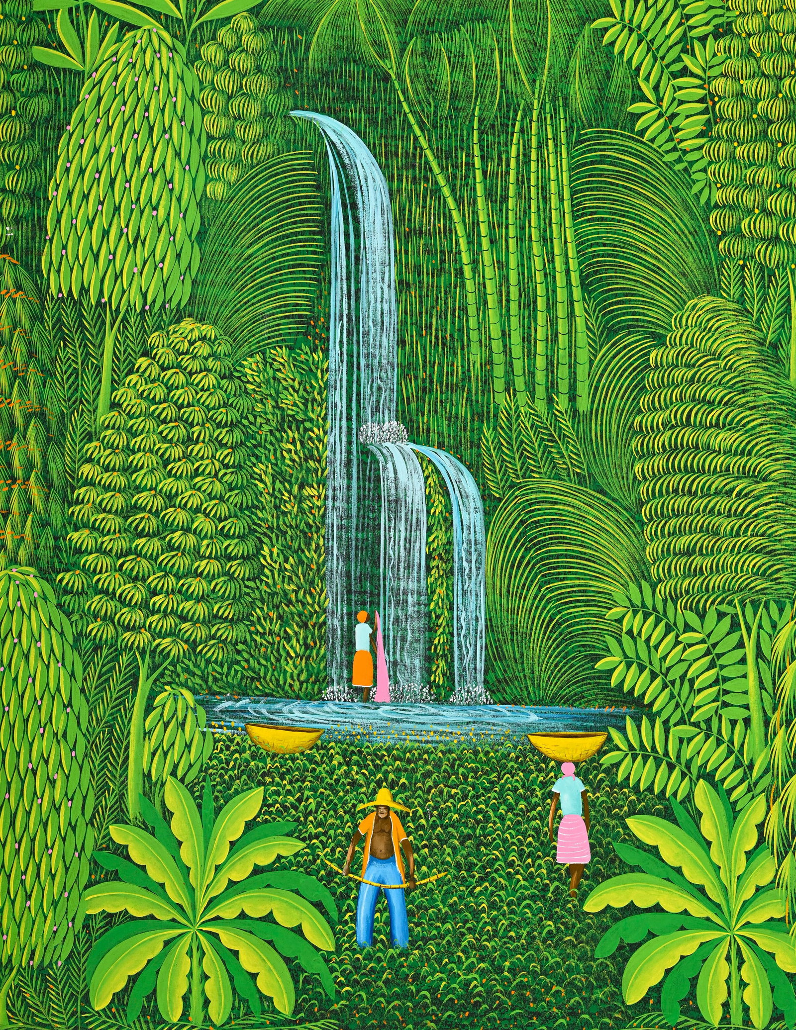 Henri Robert Brésil (1952-1999), Paysage tropical animé, huile sur toile, signée, 179 - 3