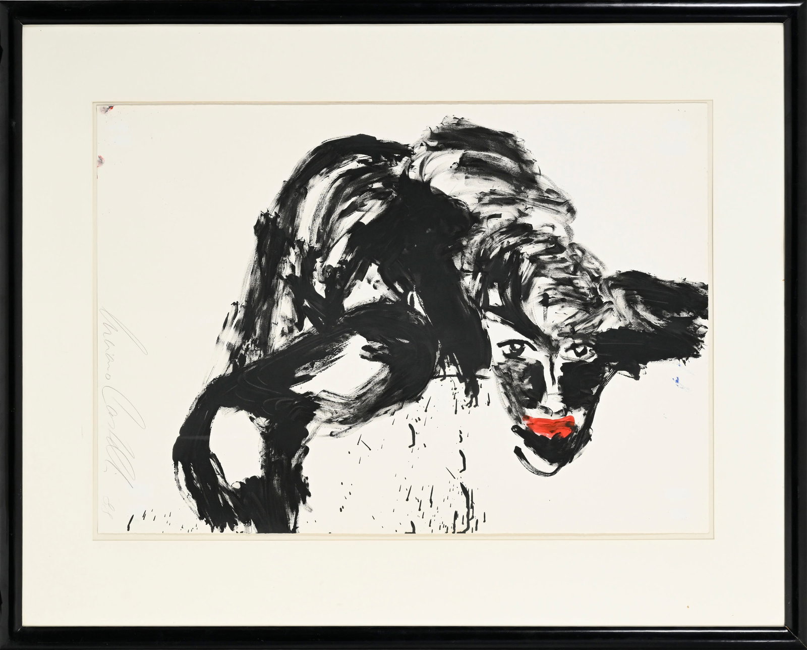 Luciano Castelli (1951), "Selbstportrait", 1988, huile sur papier, signée et datée, 70x100 - 2