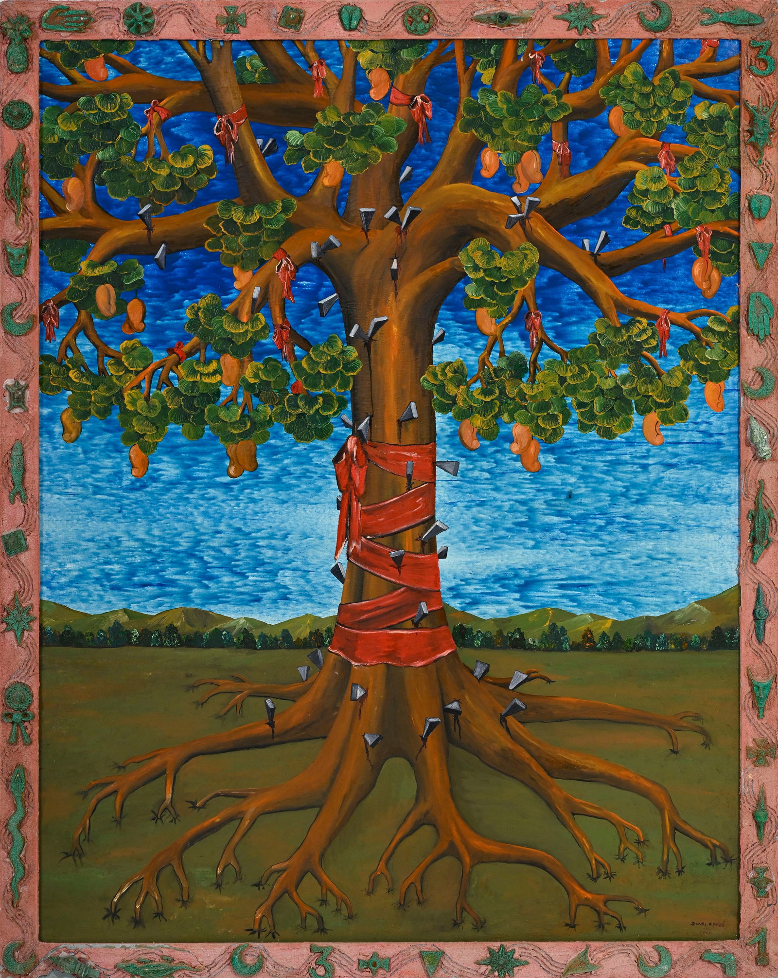 Édouard Duval-Carrié (1954), Arbre déraciné, 1991, huile sur toile, signée, - 2