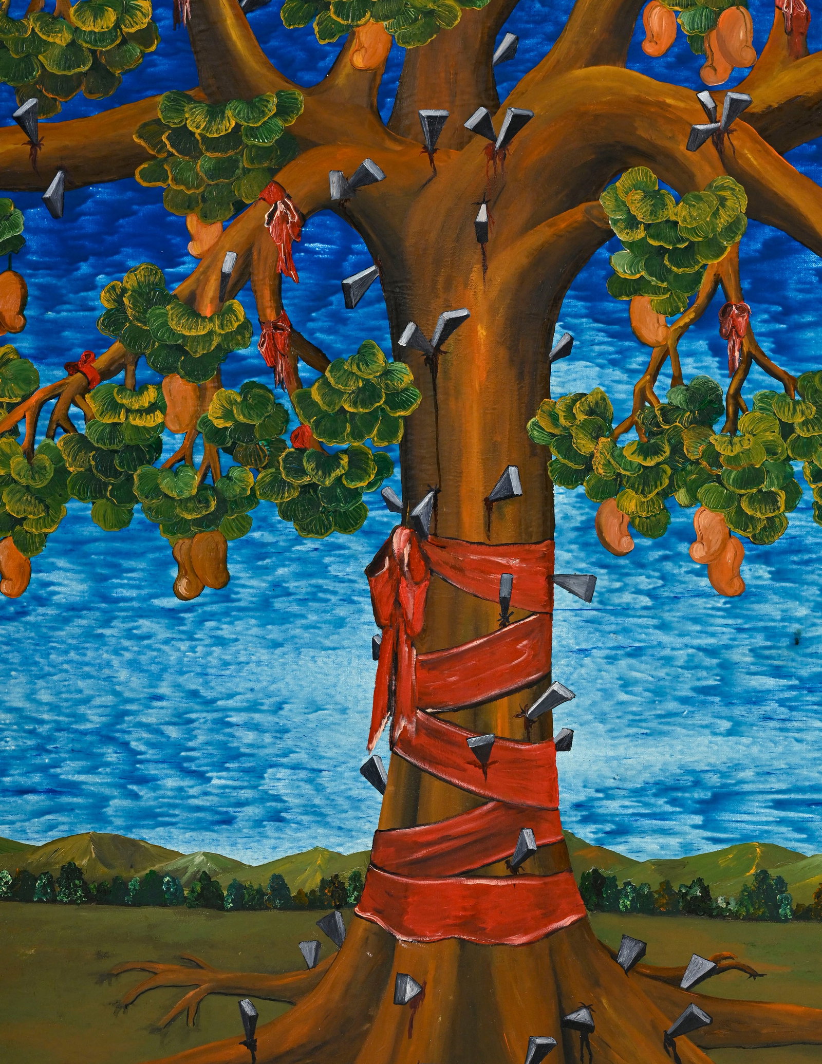 Édouard Duval-Carrié (1954), Arbre déraciné, 1991, huile sur toile, signée, - 3
