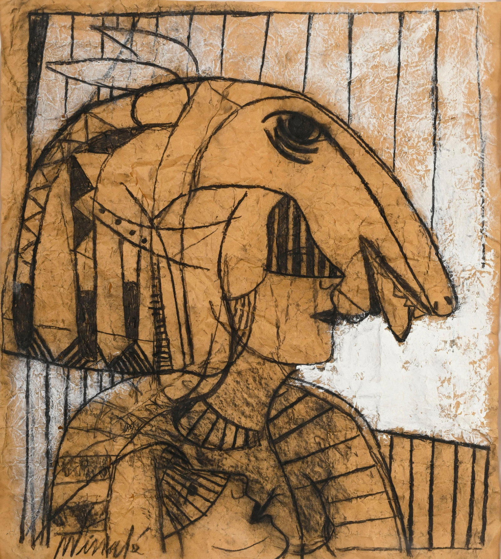 Moïses Finale (1957), "El corazon es de los dos I"_,_ 2003, fusain et acrylique sur papier, sig (1 of 5)