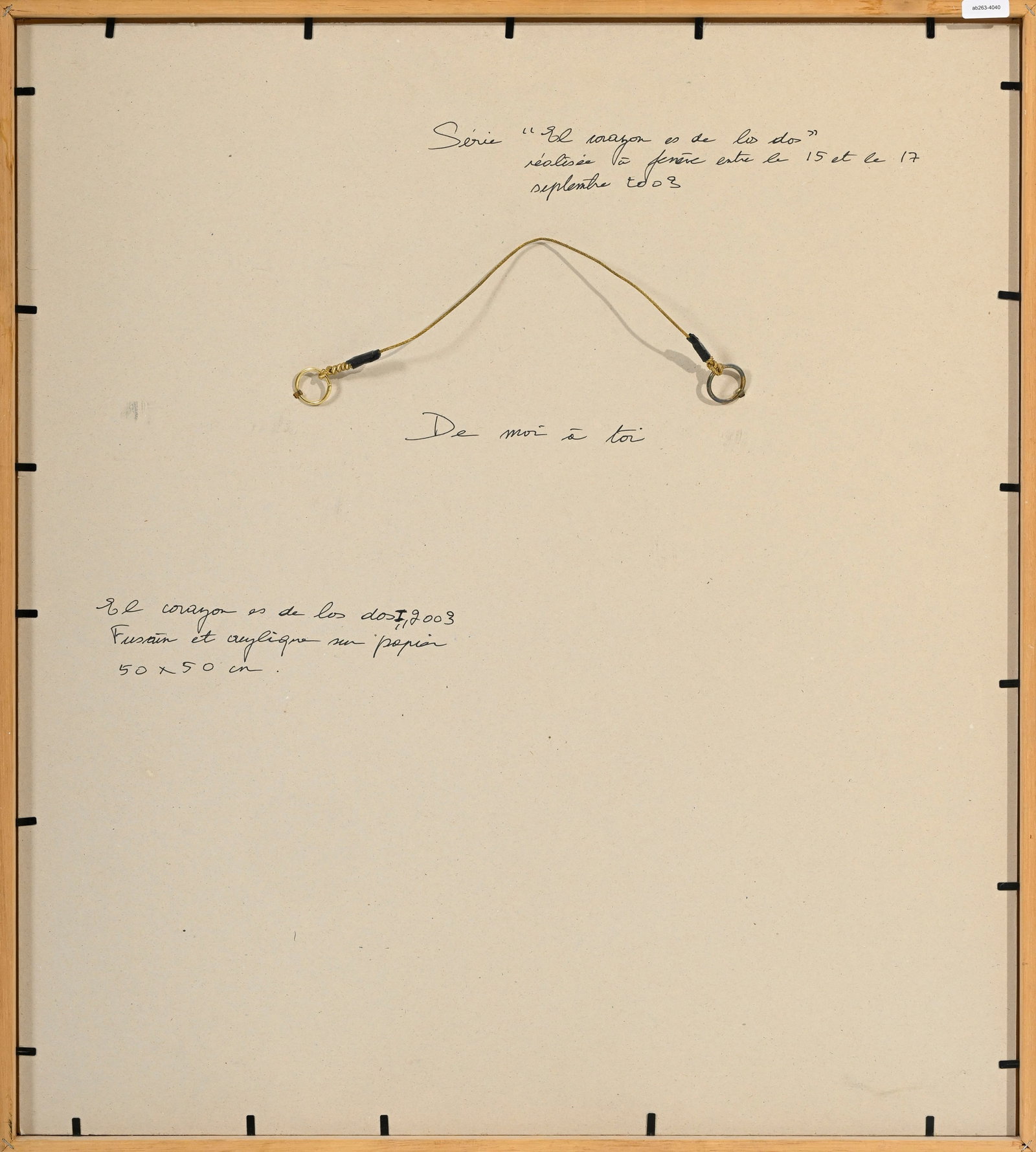 Moïses Finale (1957), "El corazon es de los dos I"_,_ 2003, fusain et acrylique sur papier, sig - 5