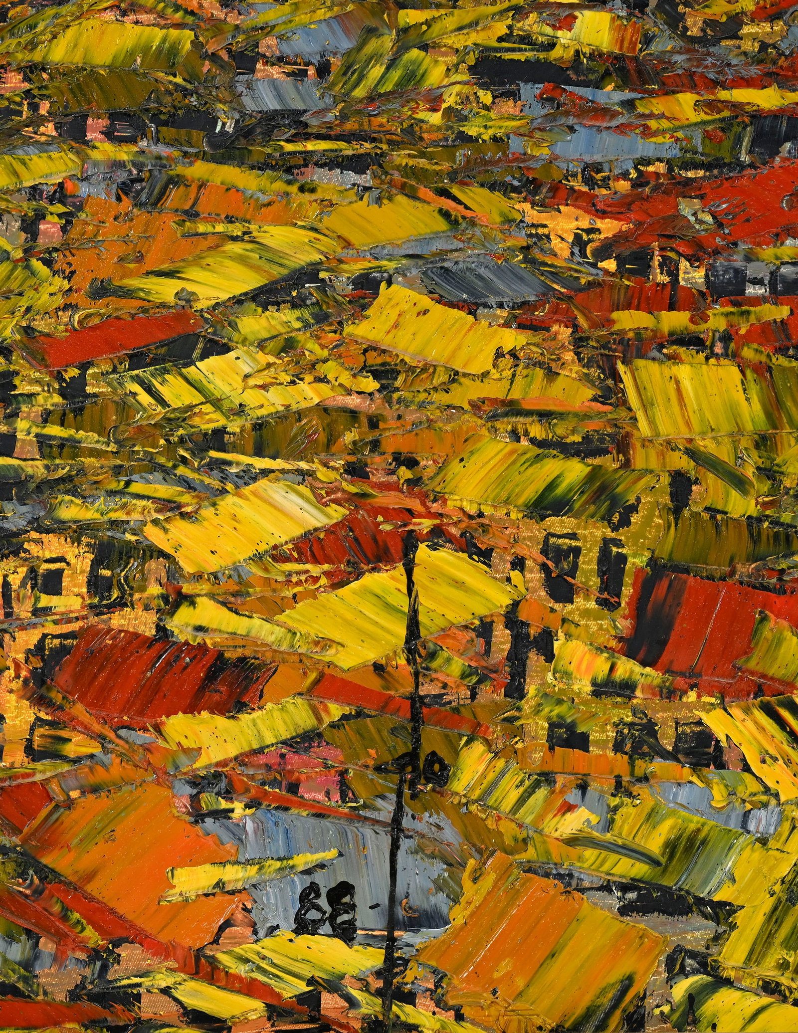 Ablade Glover (1934), "Orange Township", 1988, huile sur toile, monogrammée et datée, titr - 4