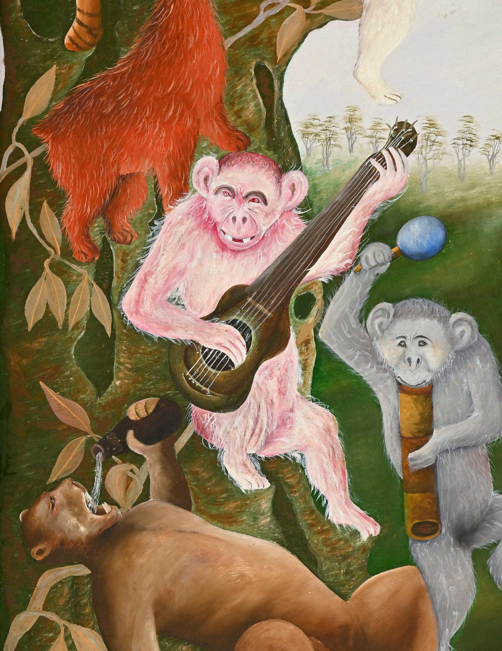 Jasmin Joseph (1924-2005), "Festivité du roi des animaux", 1981, huile sur isorel, signée  - 4
