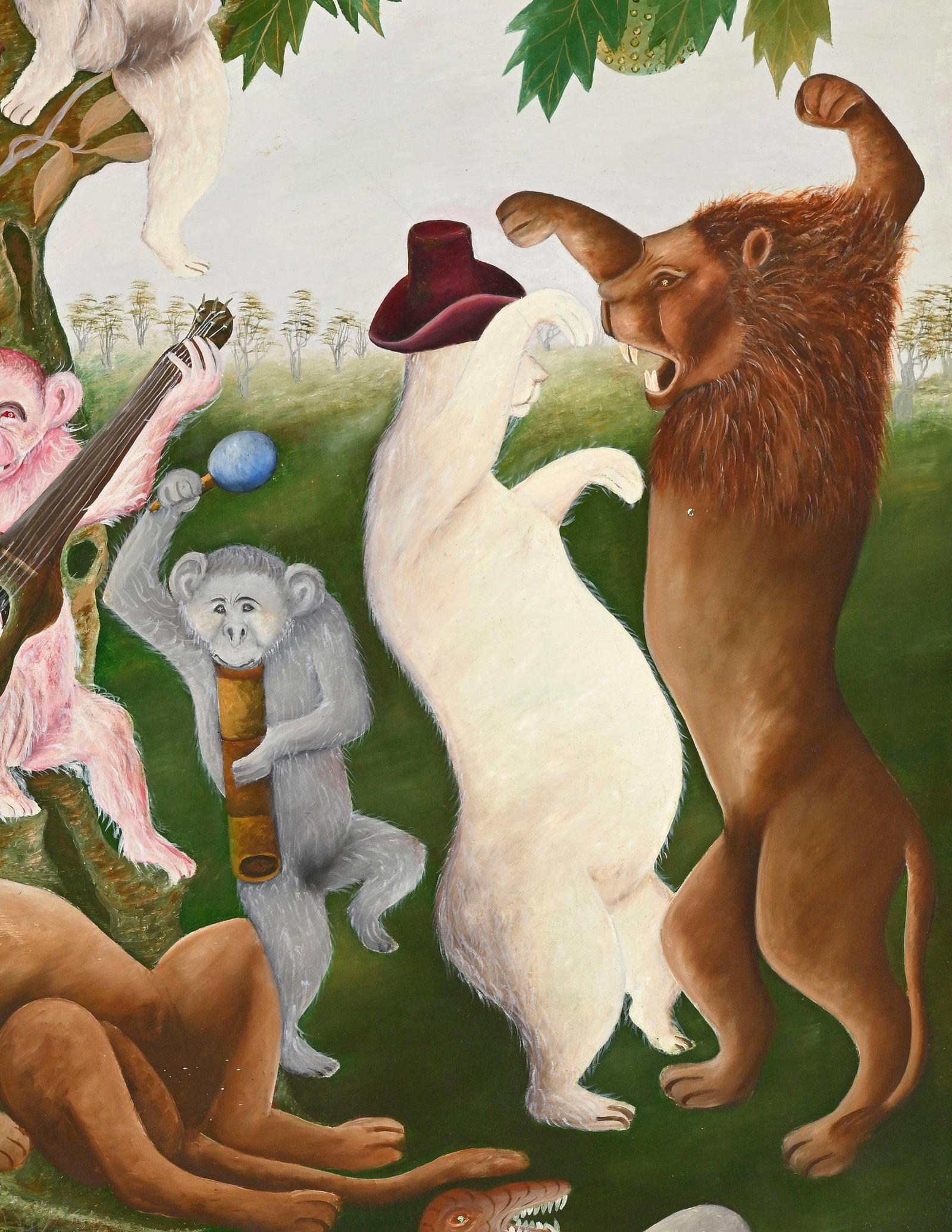 Jasmin Joseph (1924-2005), "Festivité du roi des animaux", 1981, huile sur isorel, signée  - 5