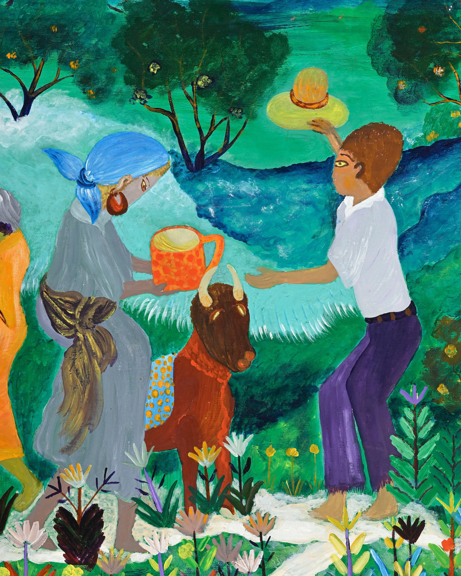 Félix Lafortune (1933-2016), Cérémonie à Pont-Sondé, 1977, huile sur isorel - 2