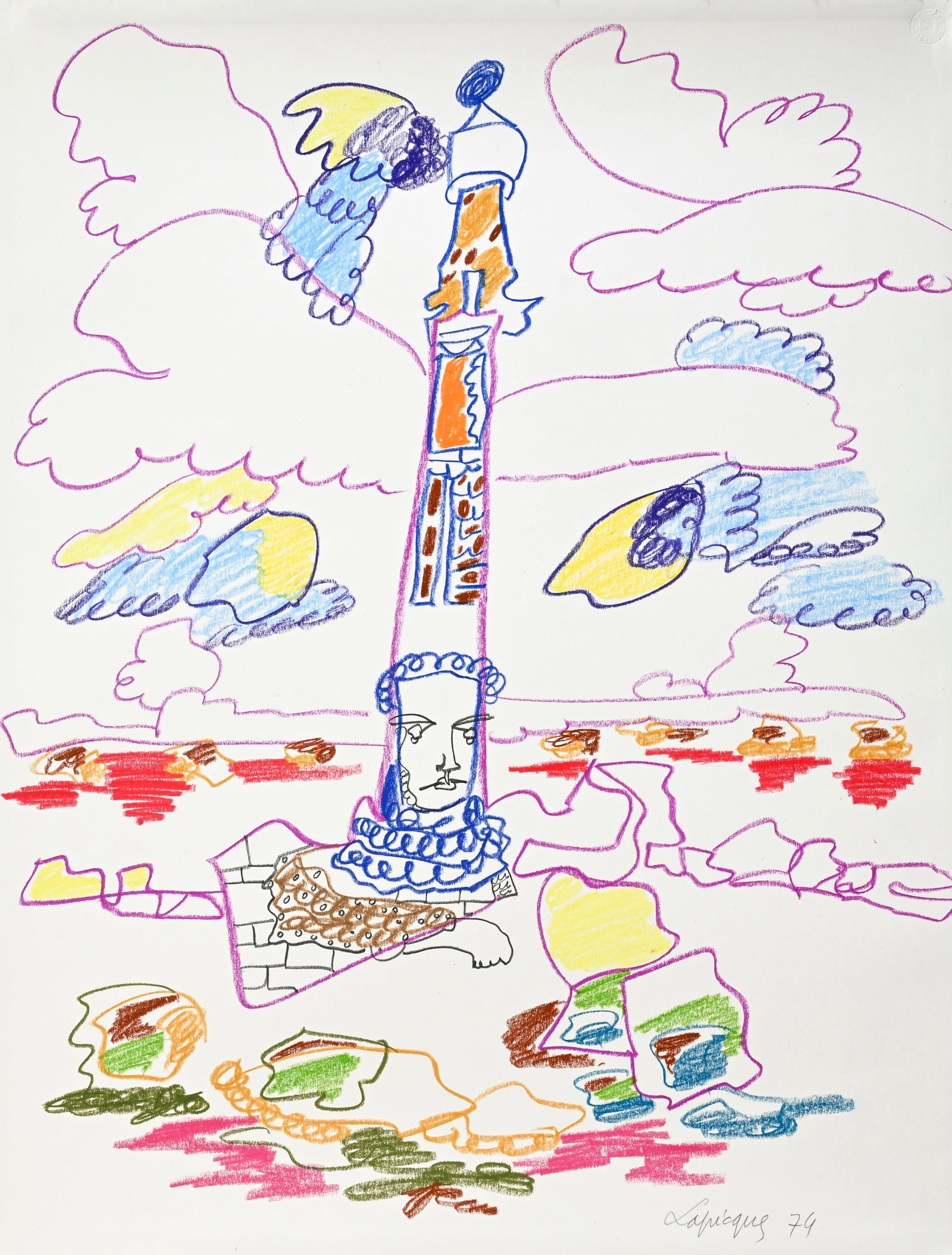 Charles Lapicque (1898-1988), "Idolâtrie" et "Le gardien du phare", 1973 et 1974, deux pastels  - 2