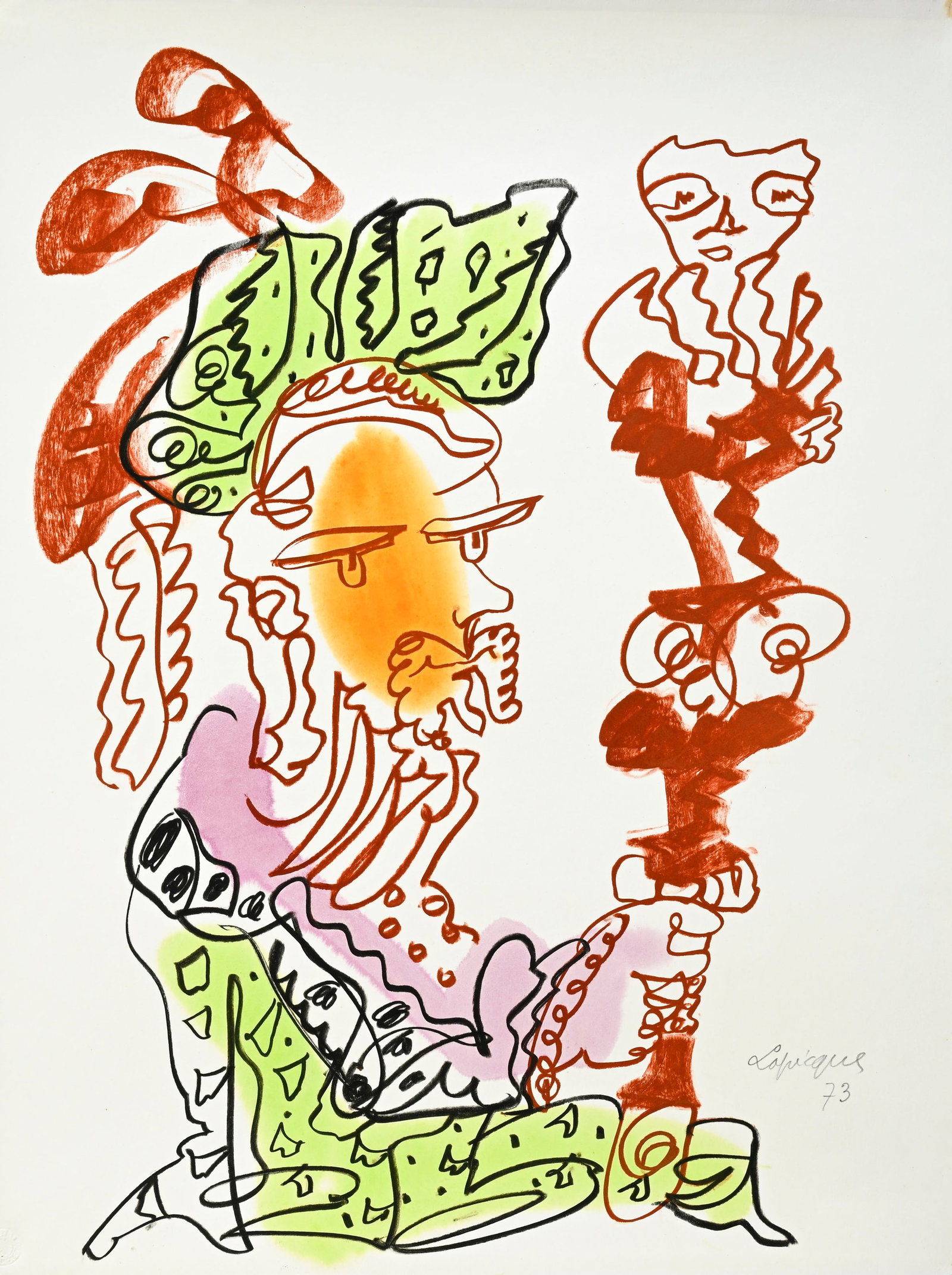 Charles Lapicque (1898-1988), "Idolâtrie" et "Le gardien du phare", 1973 et 1974, deux pastels  - 3