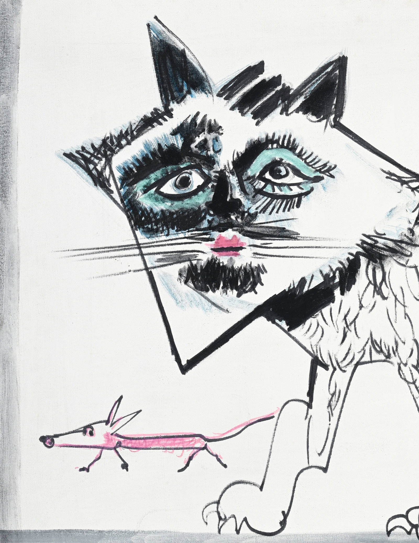 Bernard Lorjou (1908-1986), "Les animaux en paix", acrylique sur toile, 60x91,5 cm Provenance:  - 3
