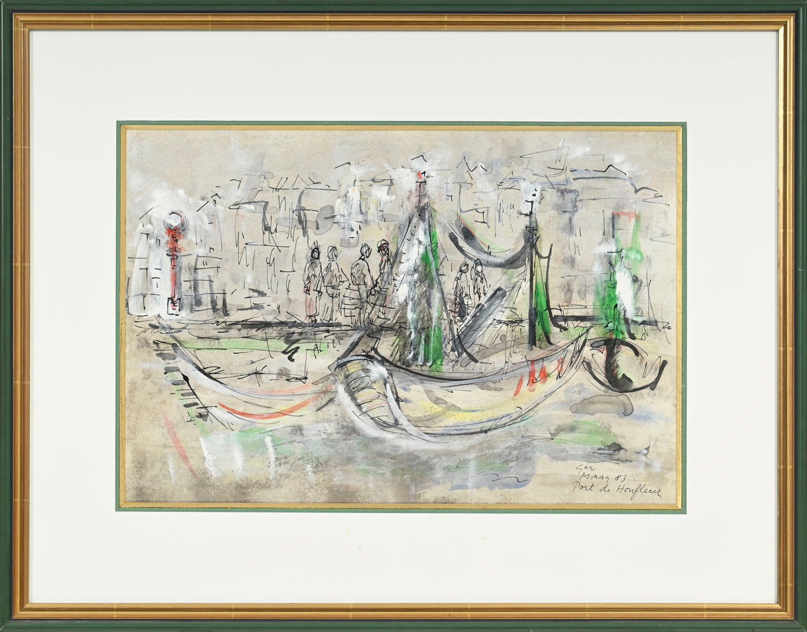Ger Maas (1931-2020), Vue du port de Honfleur, 1983, aquarelle, encre et gouache sur papier, sign - 2