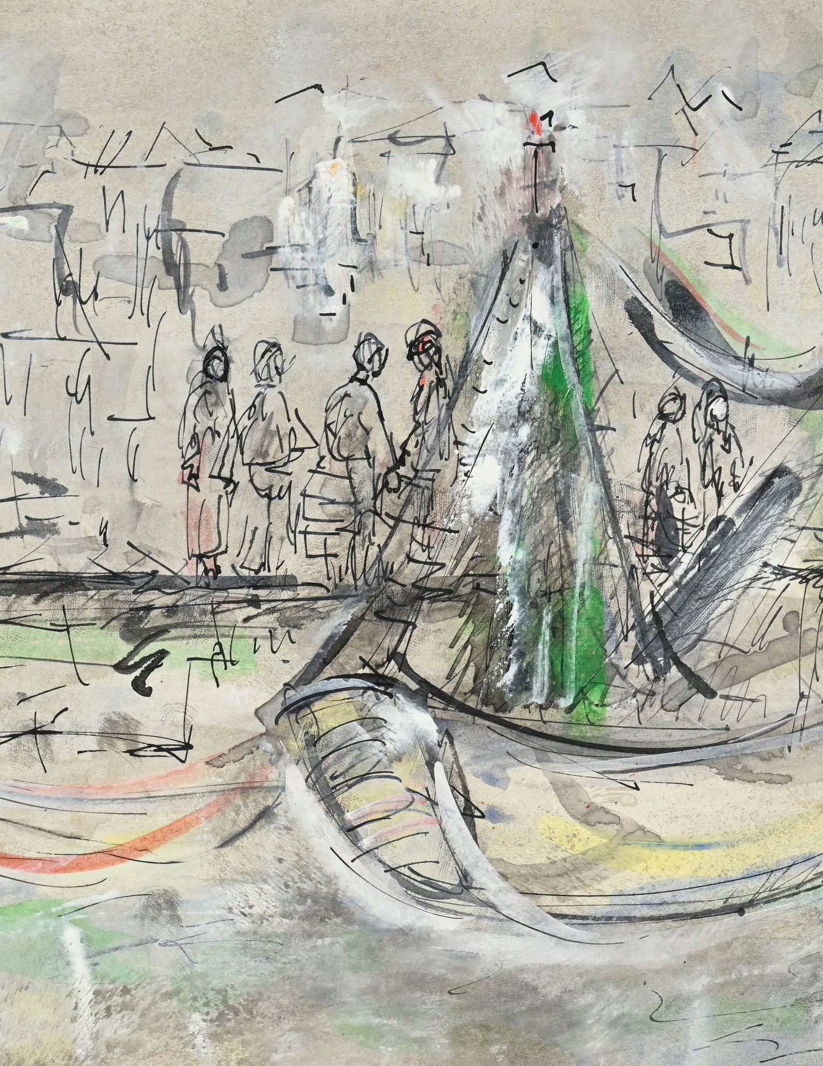 Ger Maas (1931-2020), Vue du port de Honfleur, 1983, aquarelle, encre et gouache sur papier, sign - 3