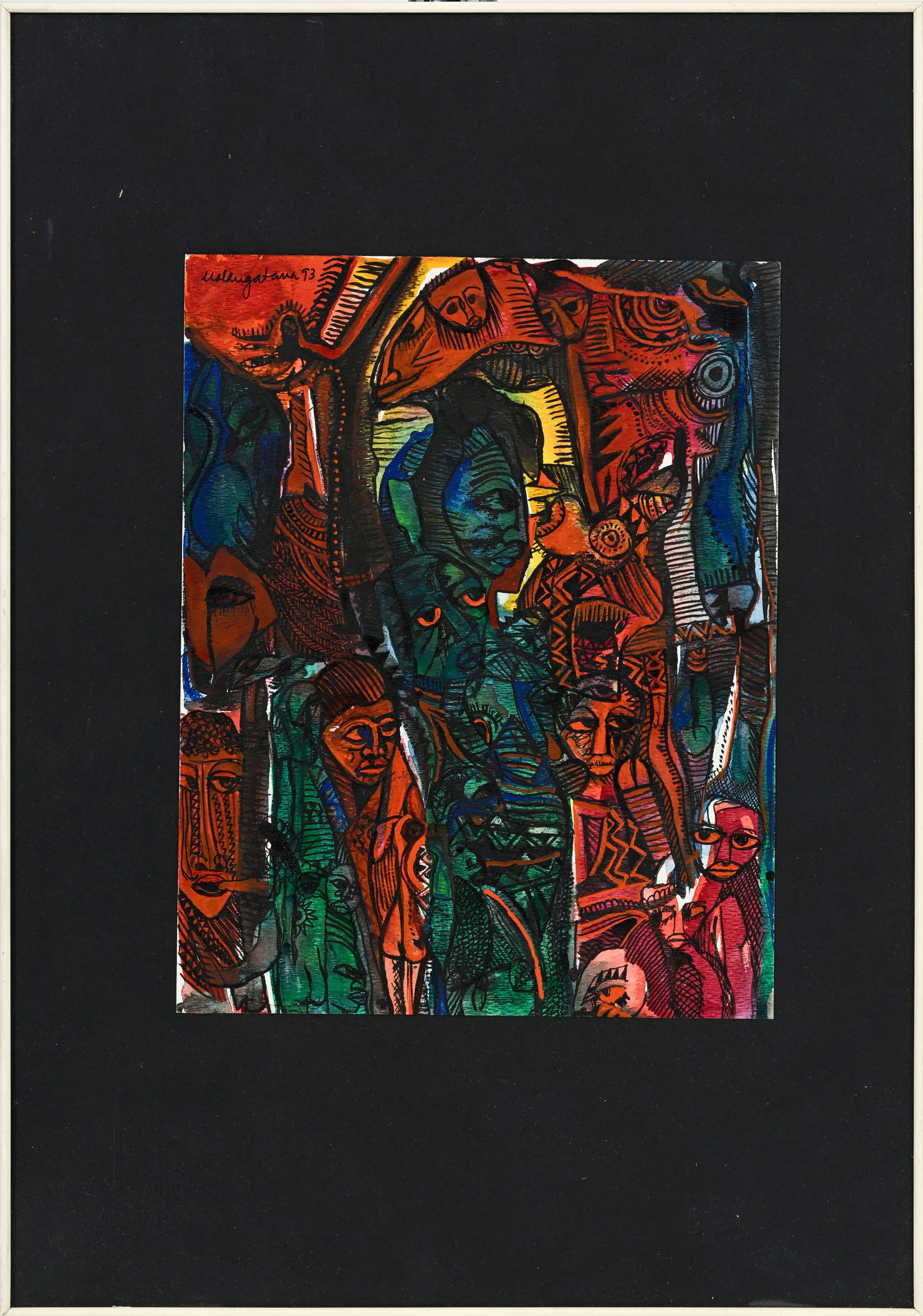 Malangatana (1936-2011), Personnages, 1993, aquarelle, gouache et encre de Chine sur papier, sign - 2