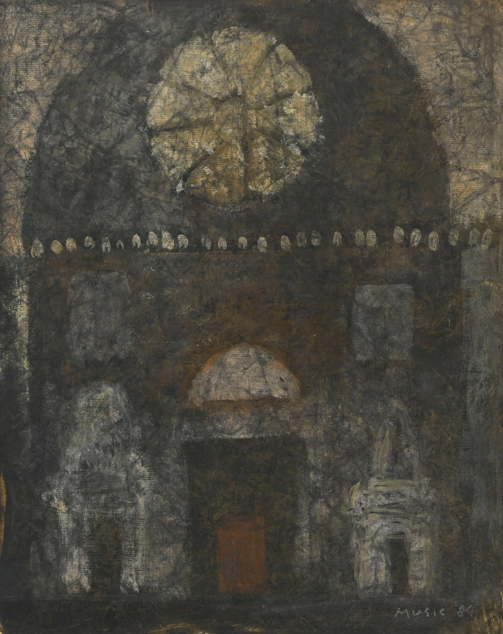 Zoran Antonio Music (1909-2005), Intérieur de cathédrale, 1984, gouache et aquarelle sur p: Zoran Antonio Music (1909-2005), Intérieur de cathédrale, 1984, gouache et aquarelle sur papier, signée et datée, 46,5x37,5 cm Provenance: acquis directement auprès de l'artis
