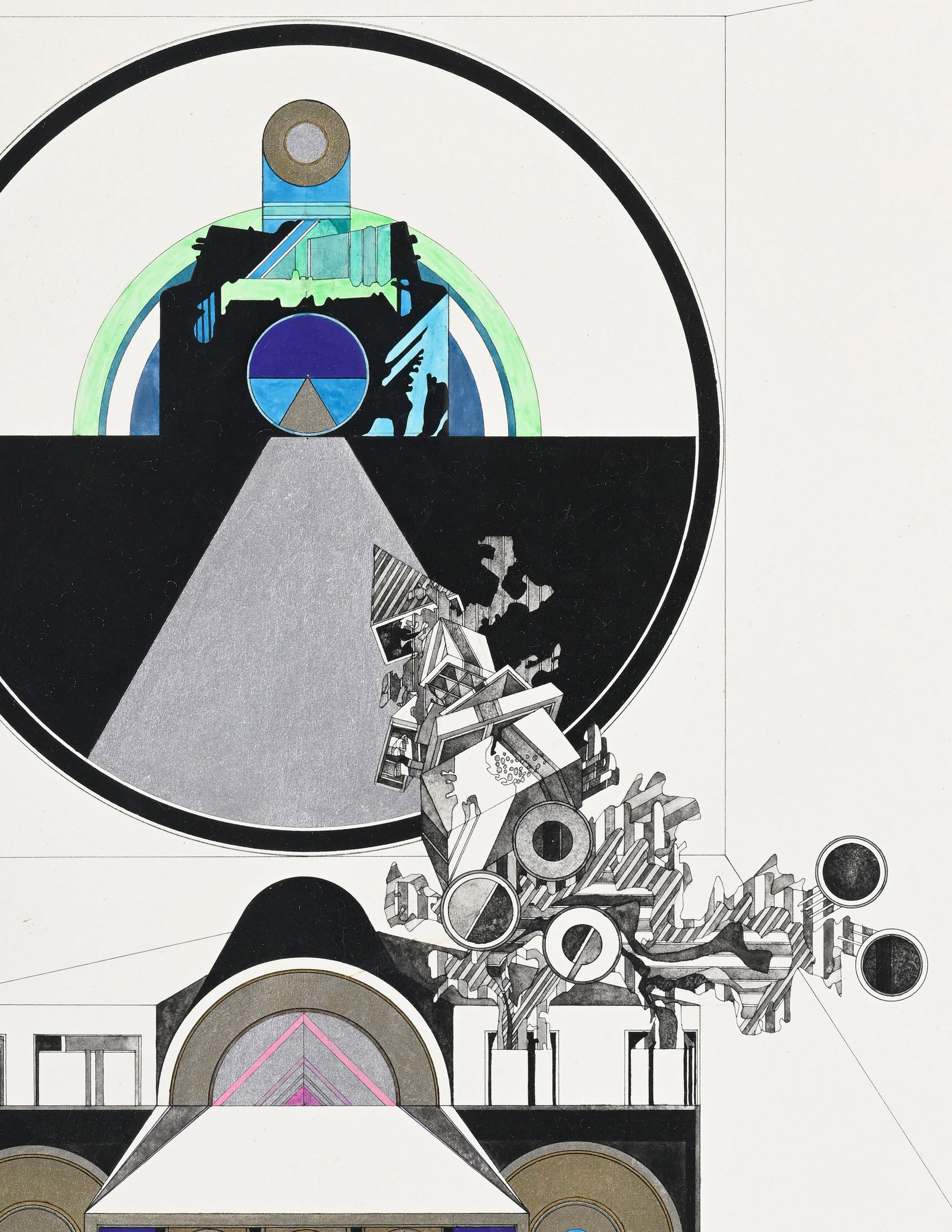 Nicolas (XX), "Les trains de nuit", 1969, technique mixte sur papier, signée, datée et tit - 4