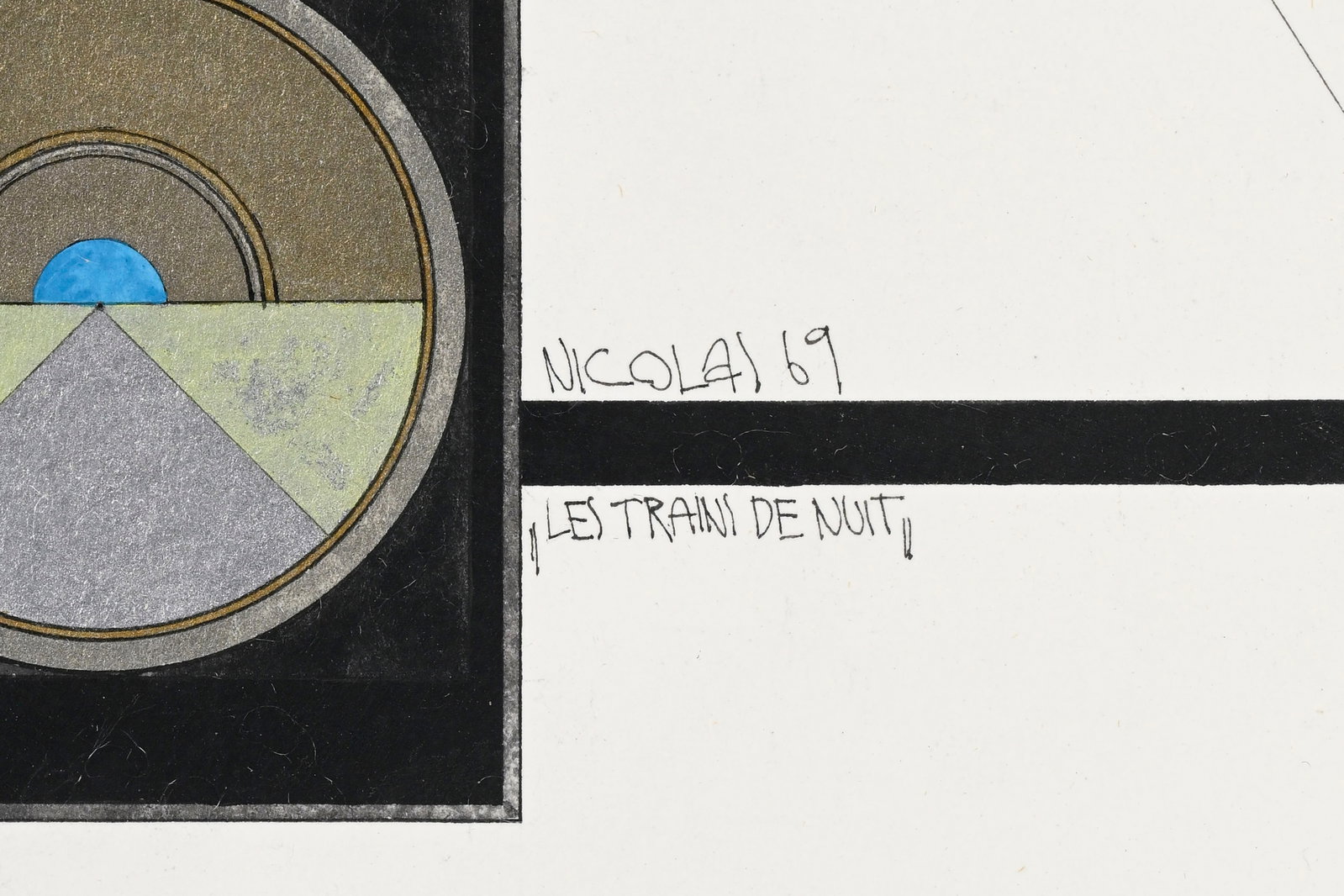 Nicolas (XX), "Les trains de nuit", 1969, technique mixte sur papier, signée, datée et tit - 5